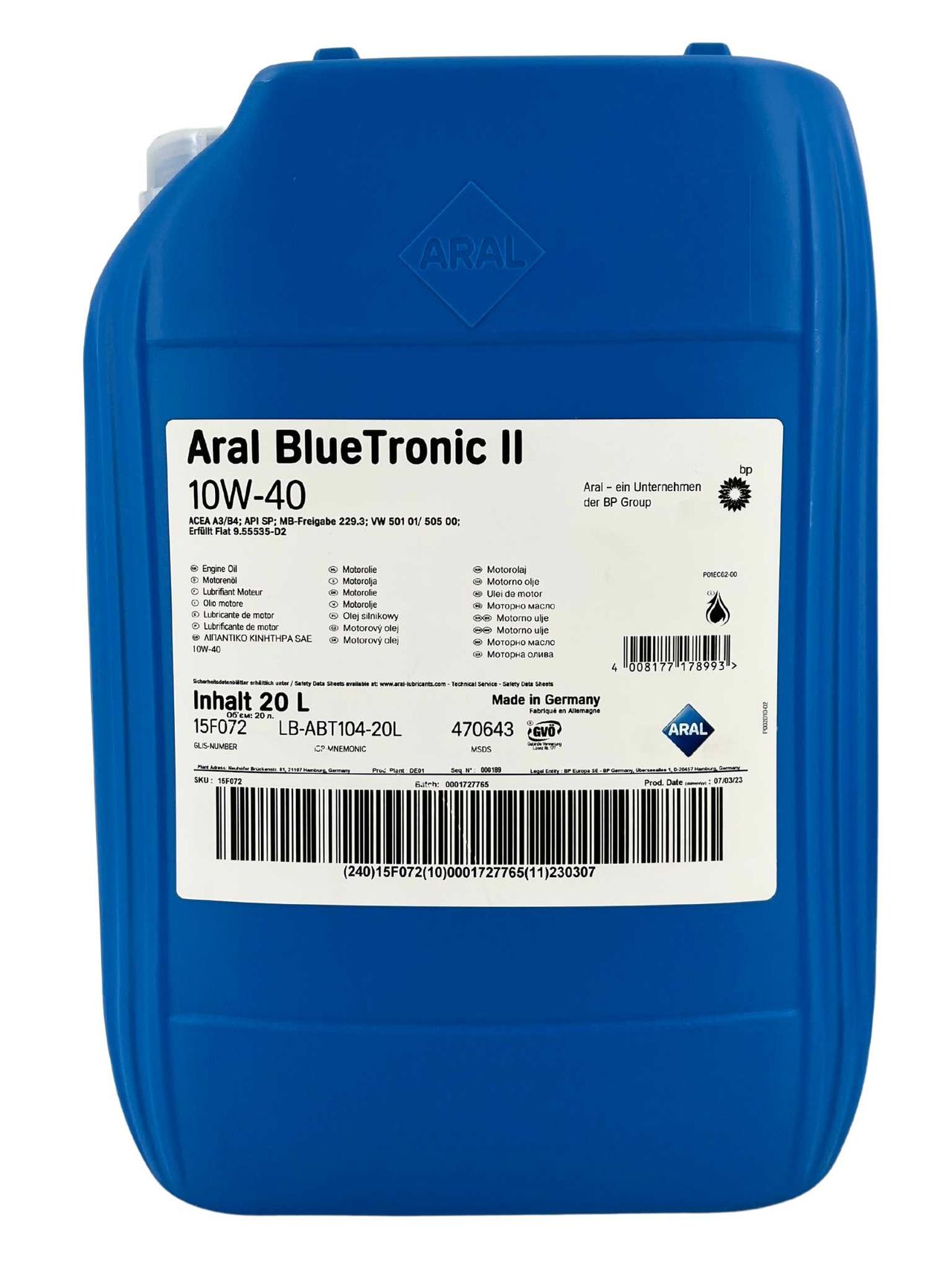 Aral BlueTronic II 10W-40 20 Liter Aral BlueTronic II 10W-40 20 Liter