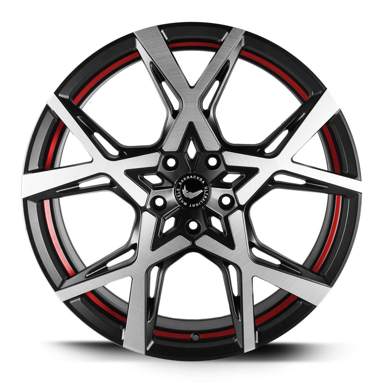 BARRACUDA PROJECT X Black brushed Surface undercut Trimline red 10.0Jx22 5x120 ET40