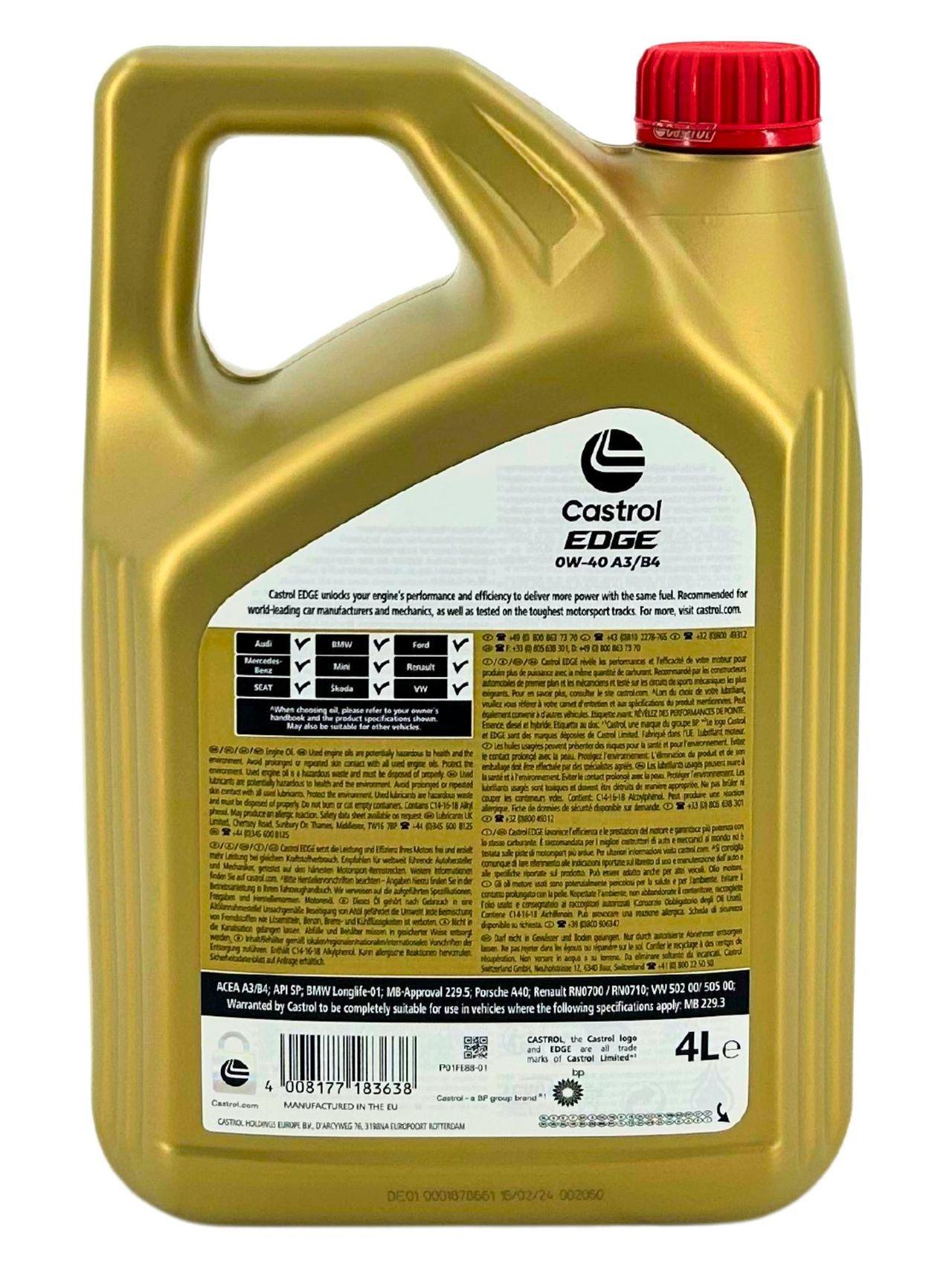 Castrol Edge 0W-40 A3/B4 4 Liter