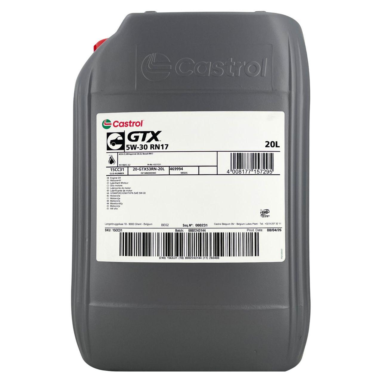 Castrol GTX 5W-30 RN17 20 Liter