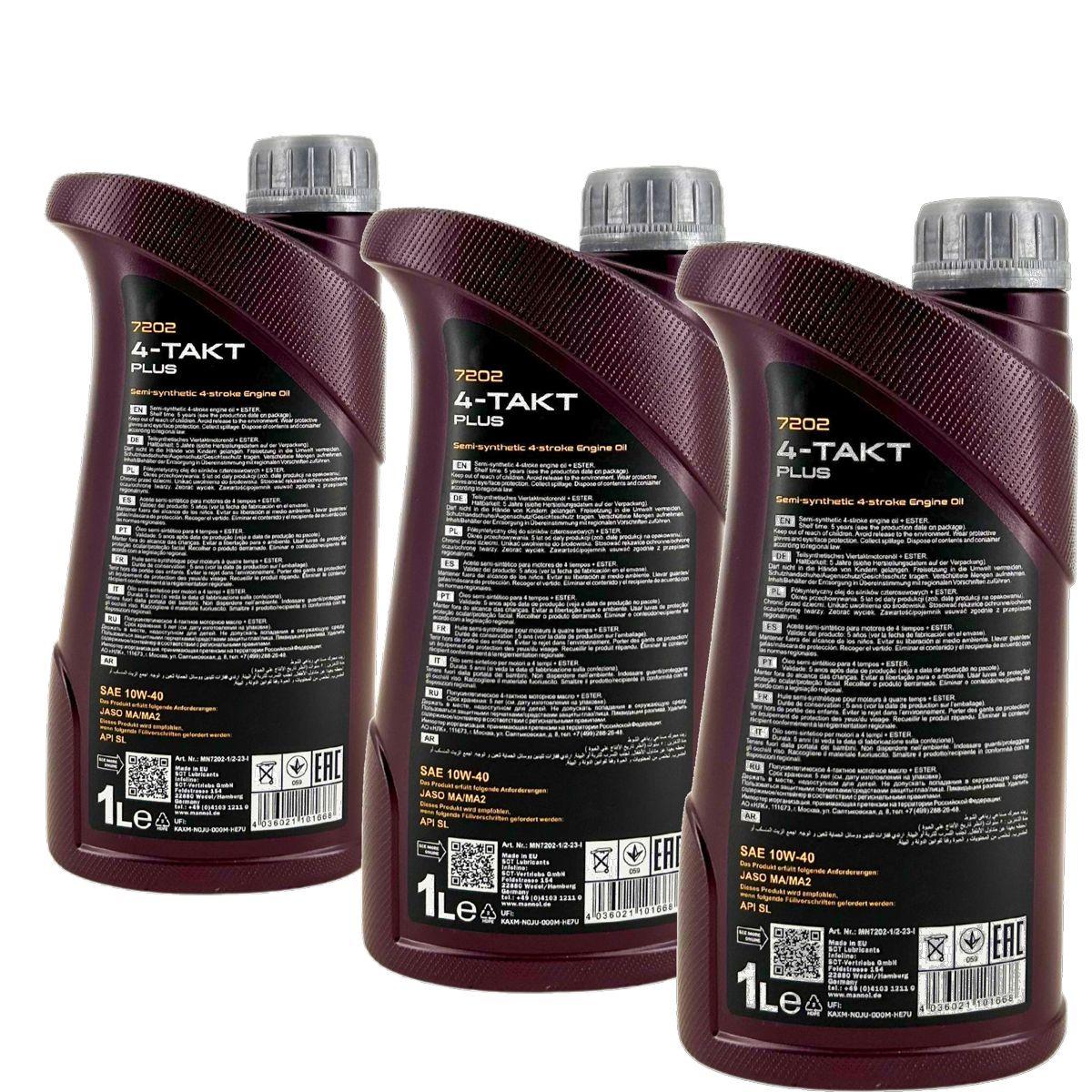 Mannol 4-Takt Plus 10W-40 3x1 Liter