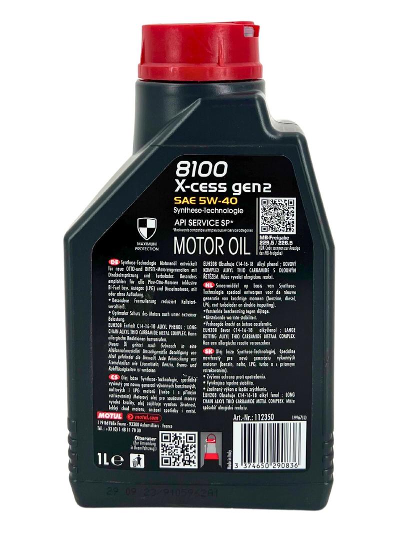 Motul 8100 X-cess GEN2 5W-40 1 Liter