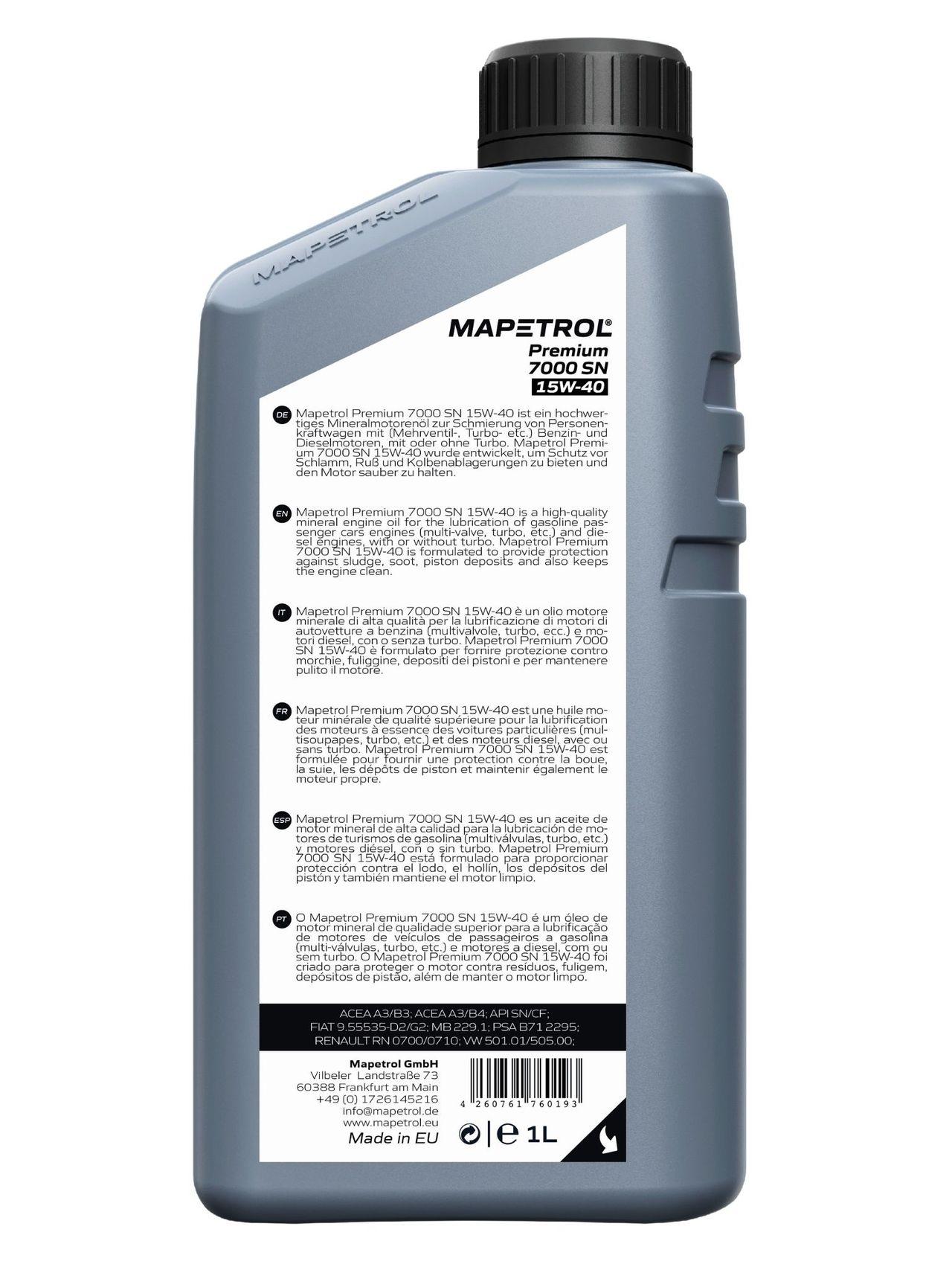 Mapetrol Premium 7000 SN 15W-40 1 Liter