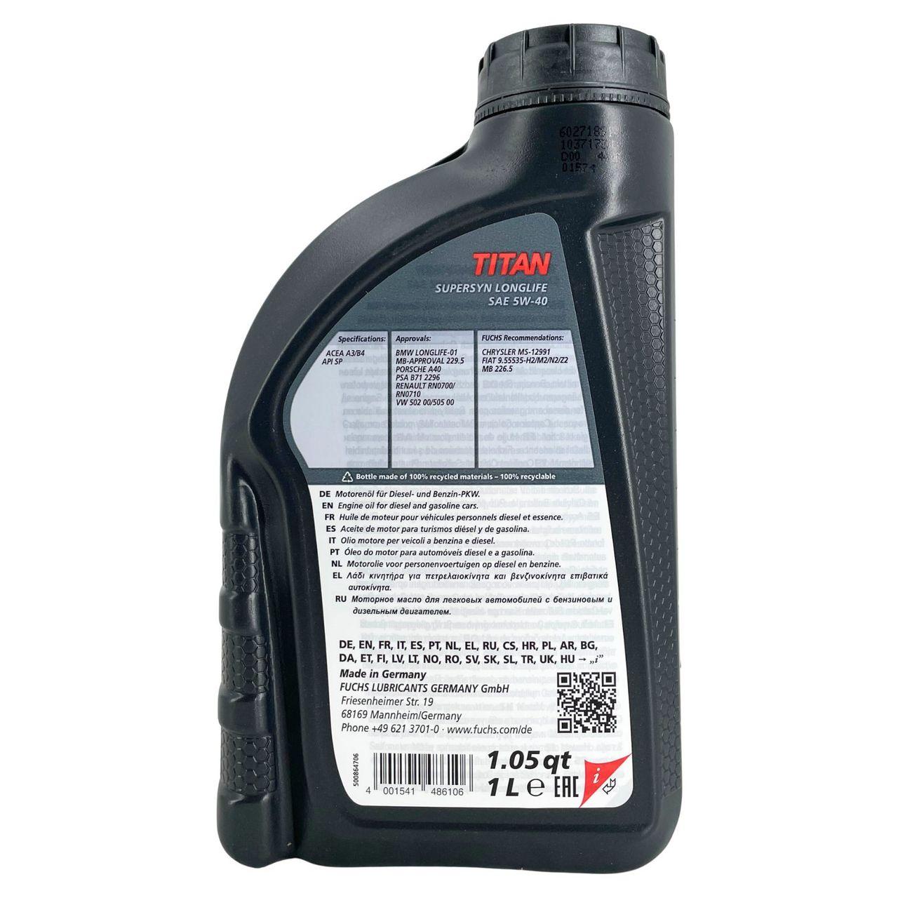 Fuchs Titan Supersyn Longlife 5W-40 1 Liter