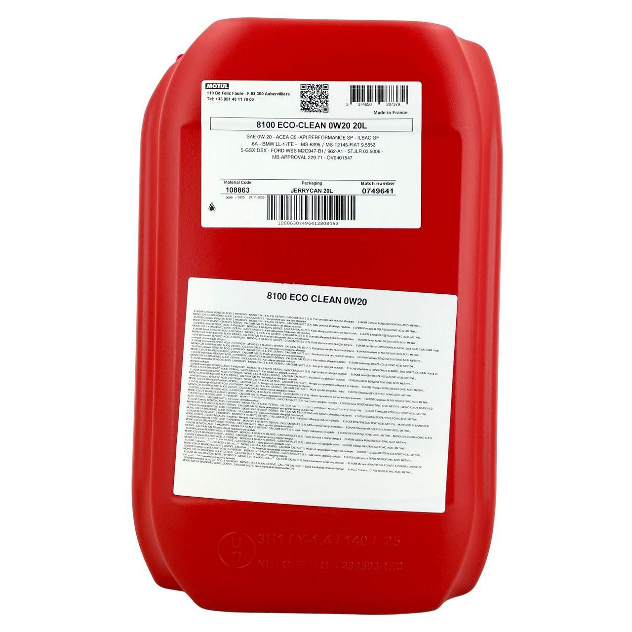 Motul 8100 Eco-clean 0W-20 20 Liter
