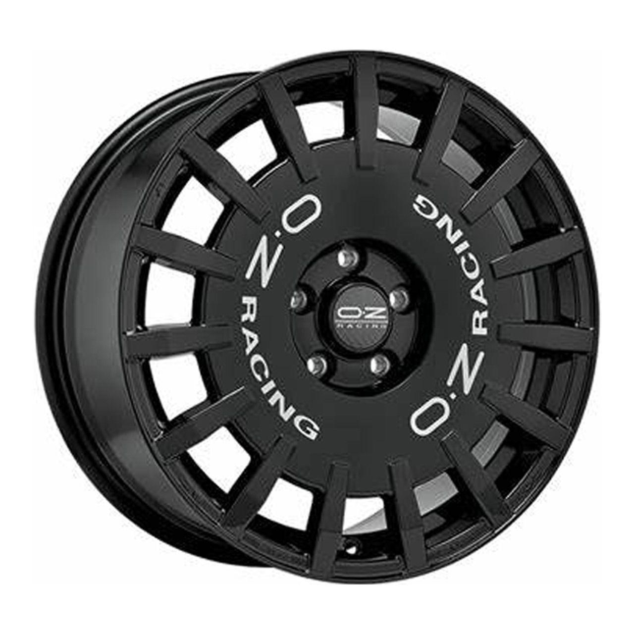 OZ RALLY RACING gloss black + silver lettering 8.0Jx17 5x100 ET35