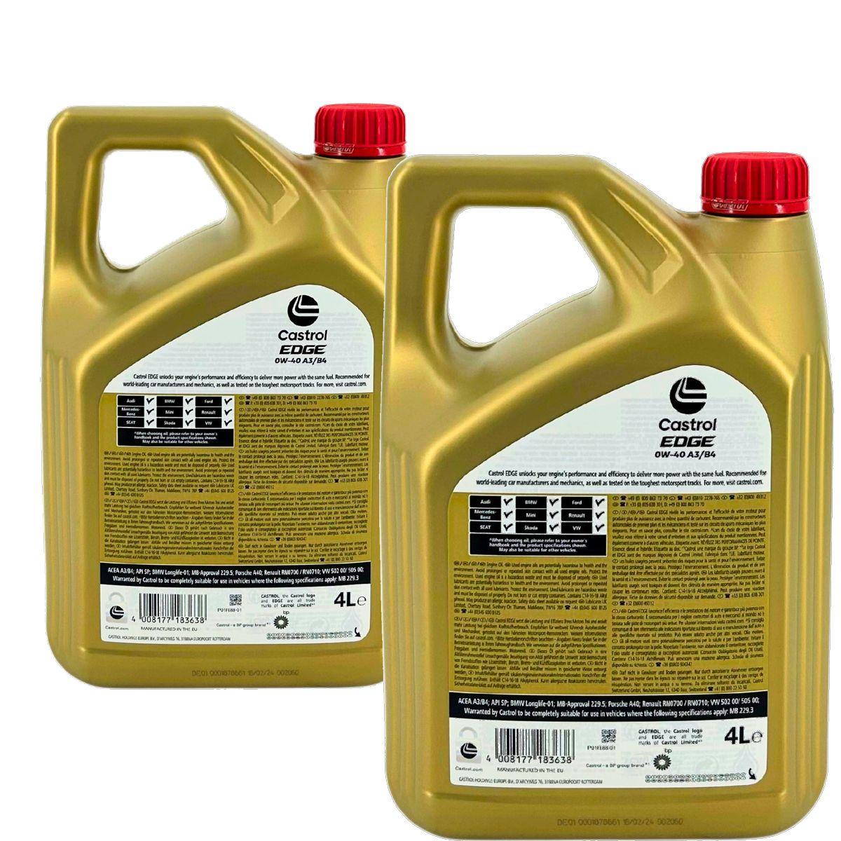 Castrol Edge 0W-40 A3/B4 2x4 Liter
