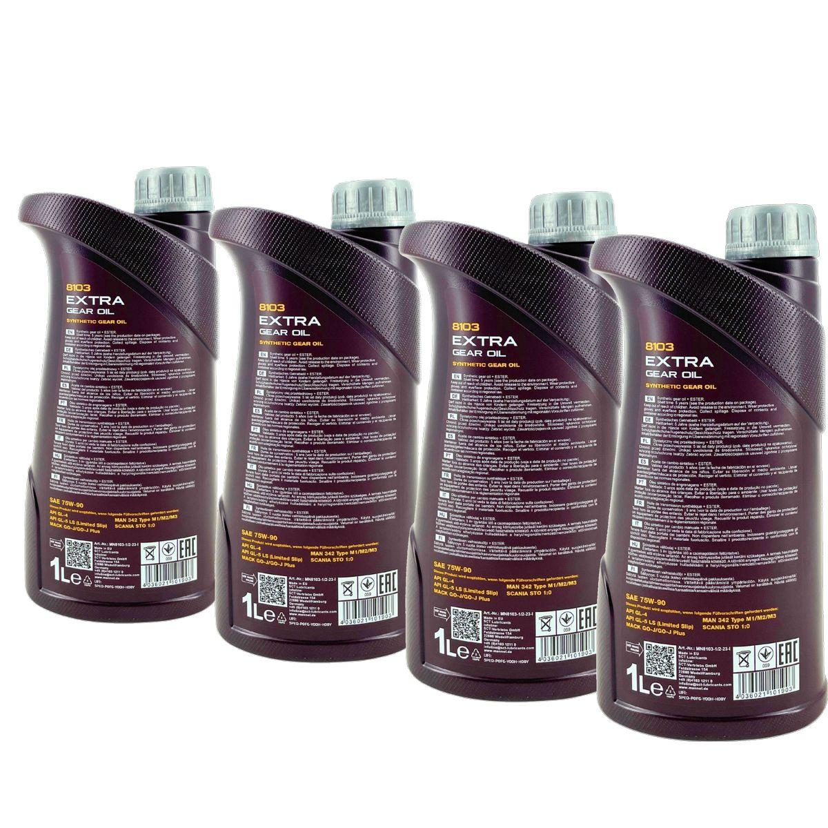 Mannol Extra Gear Oil Getriebeöl 75W-90 GL-4/GL-5 LS 4x1 Liter