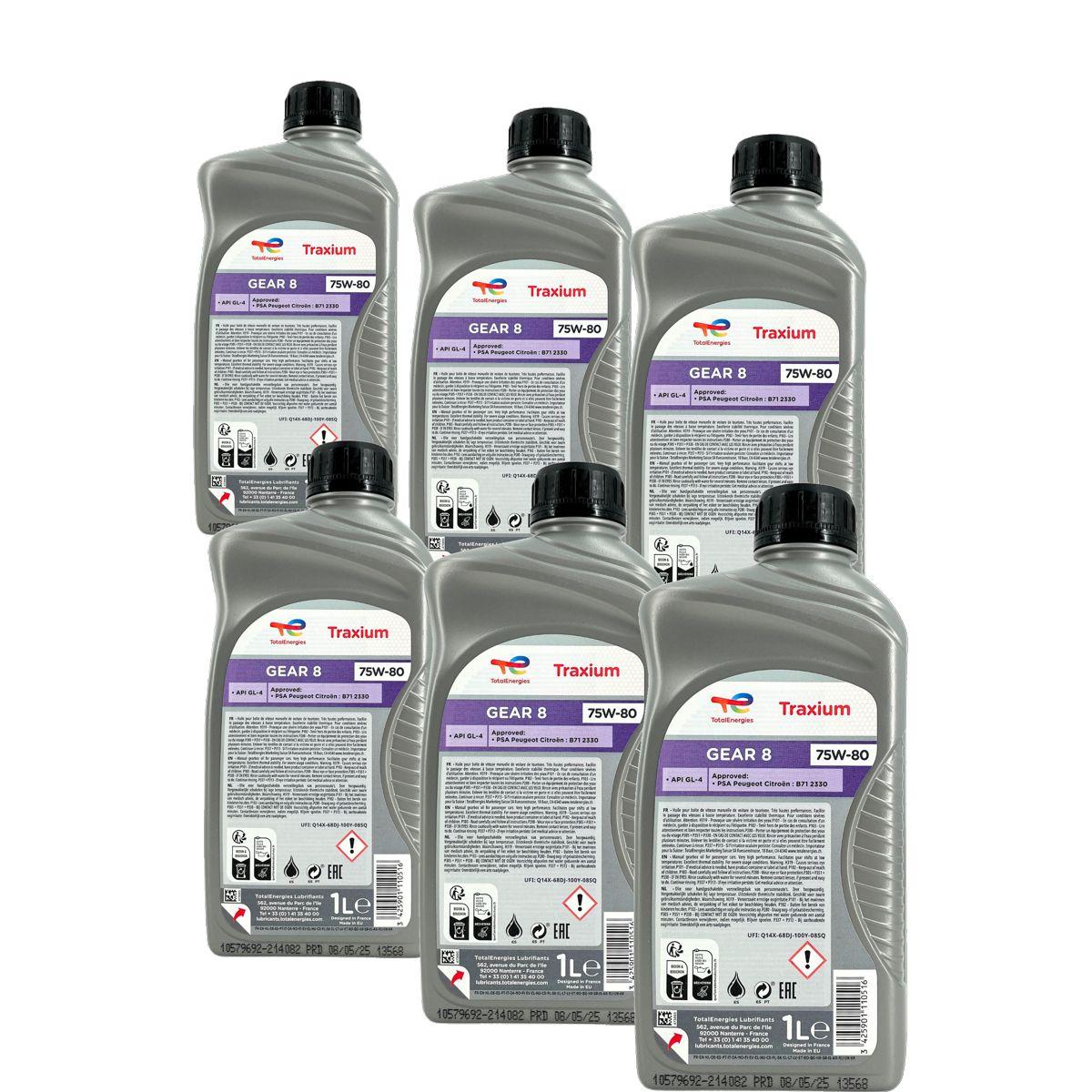 Total Traxium Gear 8 75W-80 6x1 Liter