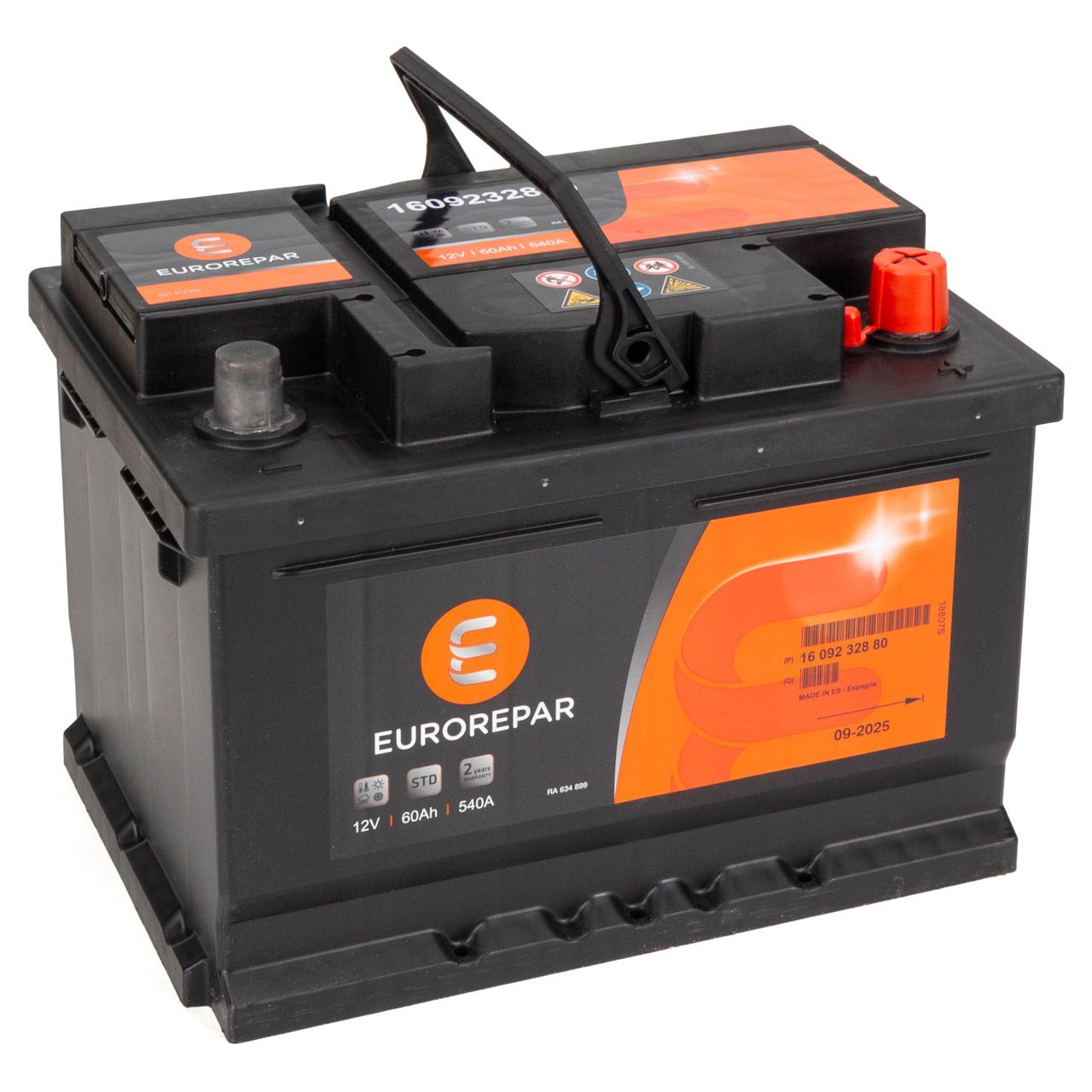 EUROREPAR STD Batterie Autobatterie Starterbatterie 12V 60Ah 540A/EN 1609232880