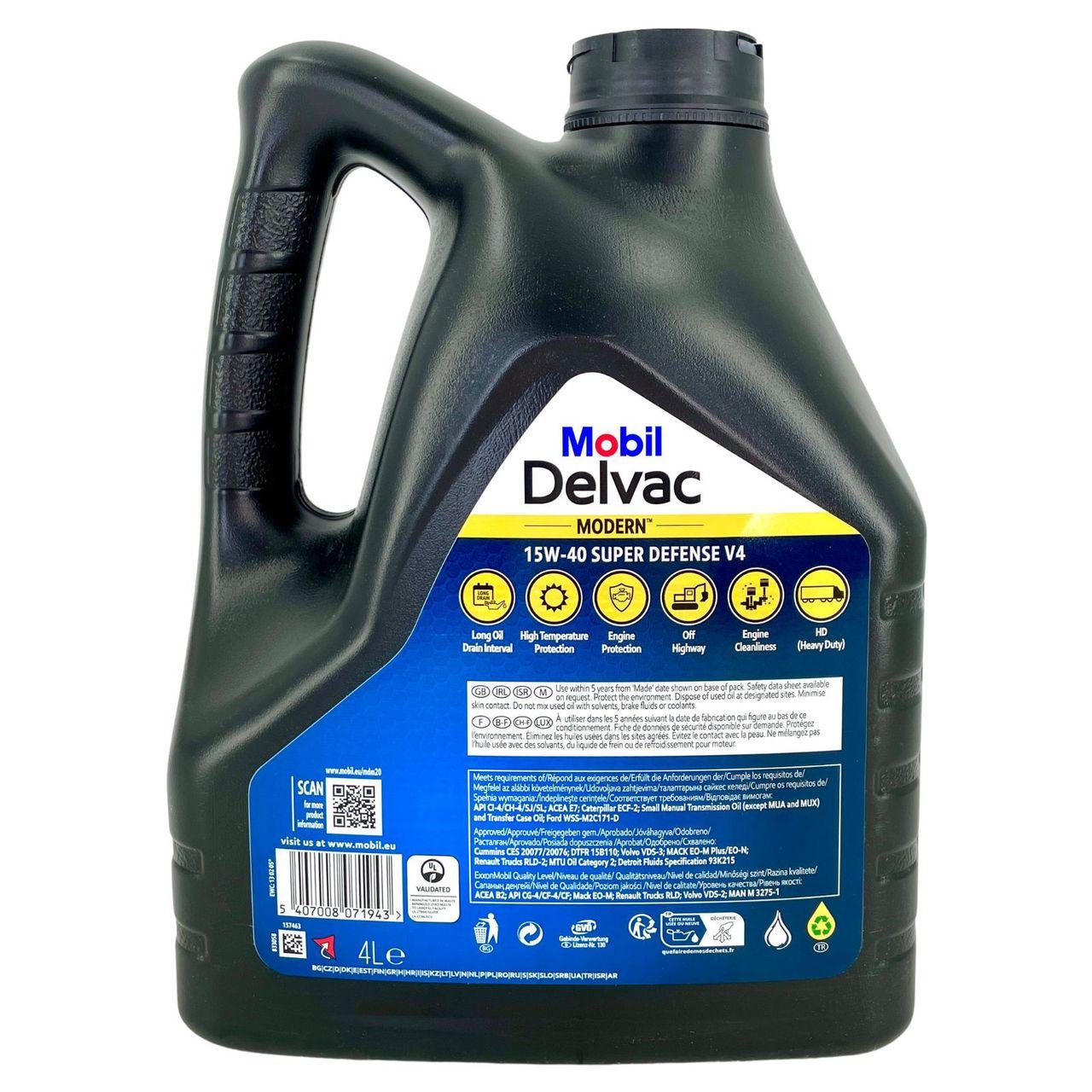 Mobil Delvac Modern MX 15W-40 Super Defense V4 4 Liter