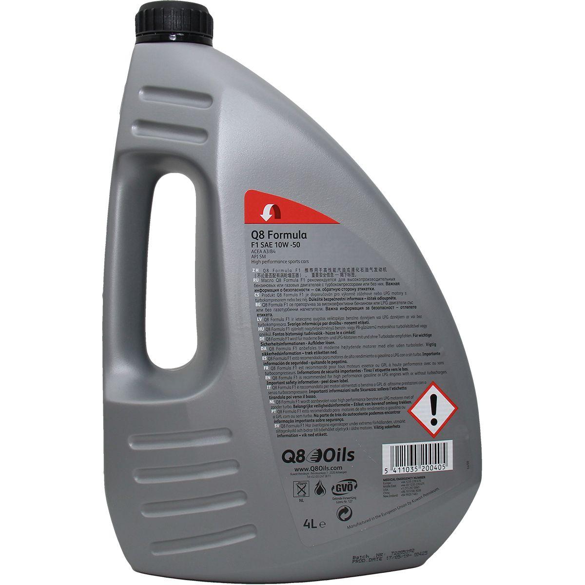 Q8 Formula F1 10W-50 4 Liter