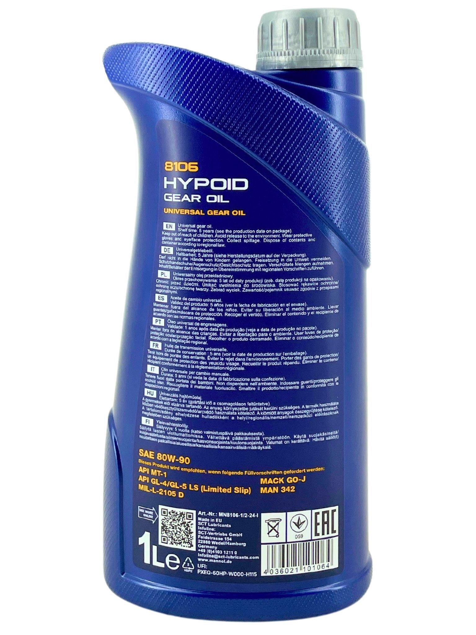 Mannol Hypoid Gear Oil Getriebeöl 80W-90 GL-4/GL-5 LS 1 Liter
