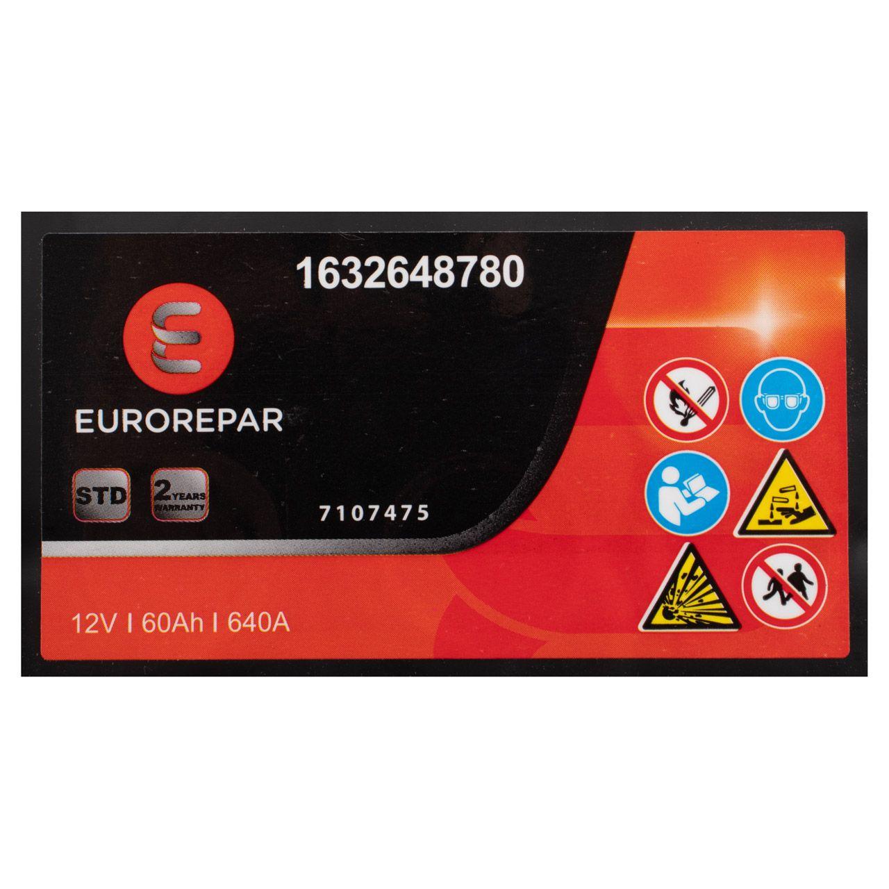 EUROREPAR STD Batterie Autobatterie Starterbatterie 12V 60Ah 640A/EN 1632648780