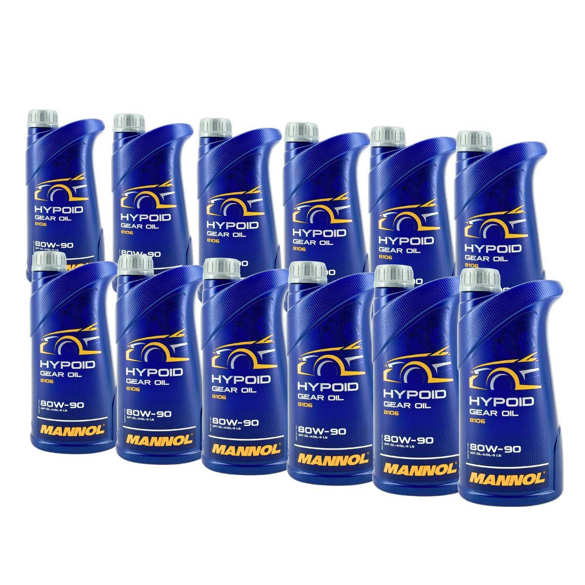 Mannol Hypoid Gear Oil Getriebeöl 80W-90 GL-4/GL-5 LS 12x1 Liter