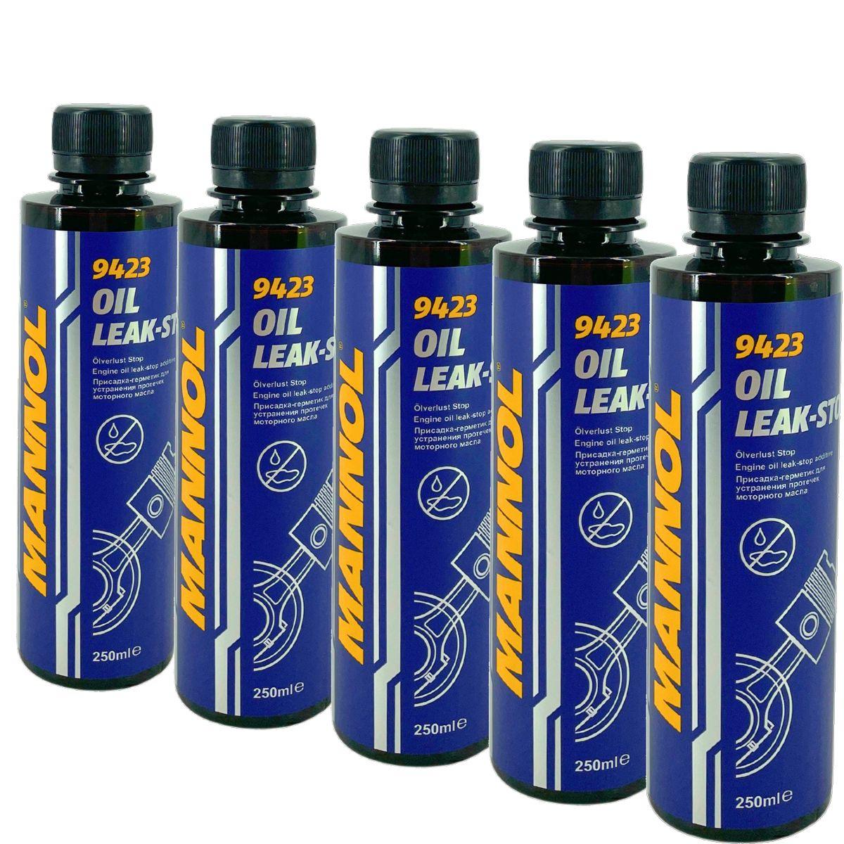 Mannol Oil Leak-Stop Motordichtmittel Ölverlust-Stop Additiv 5x250 ML