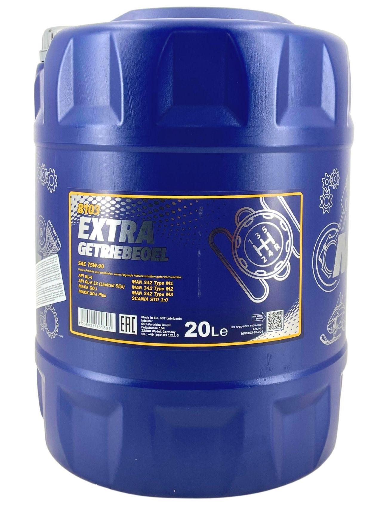 Mannol Extra Gear Oil Getriebeöl 75W-90 GL-4/GL-5 LS 20 Liter
