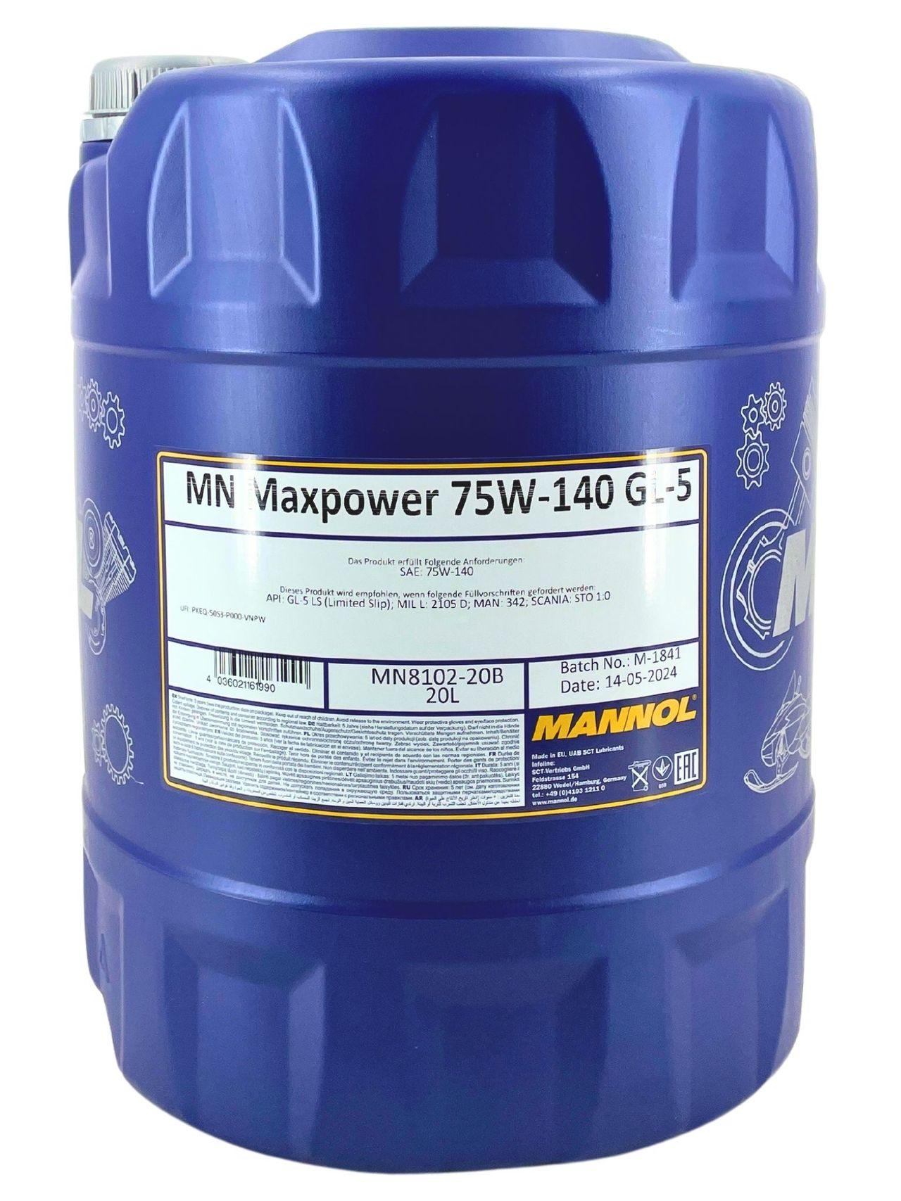 Mannol Maxpower 4x4 75W-140 GL-5 LS 20 Liter