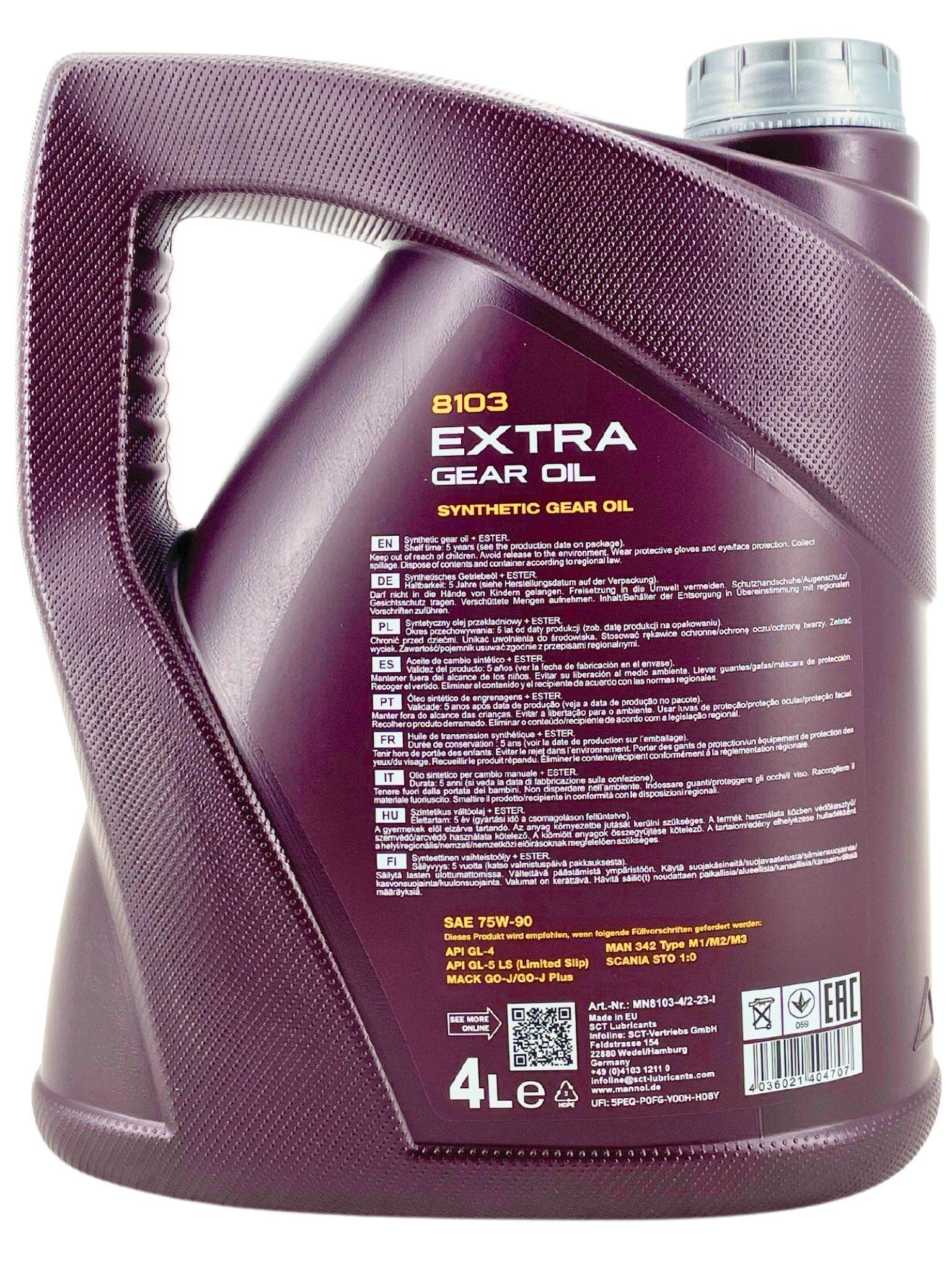 Mannol Extra Gear Oil Getriebeöl 75W-90 GL-4/GL-5 LS 4 Liter