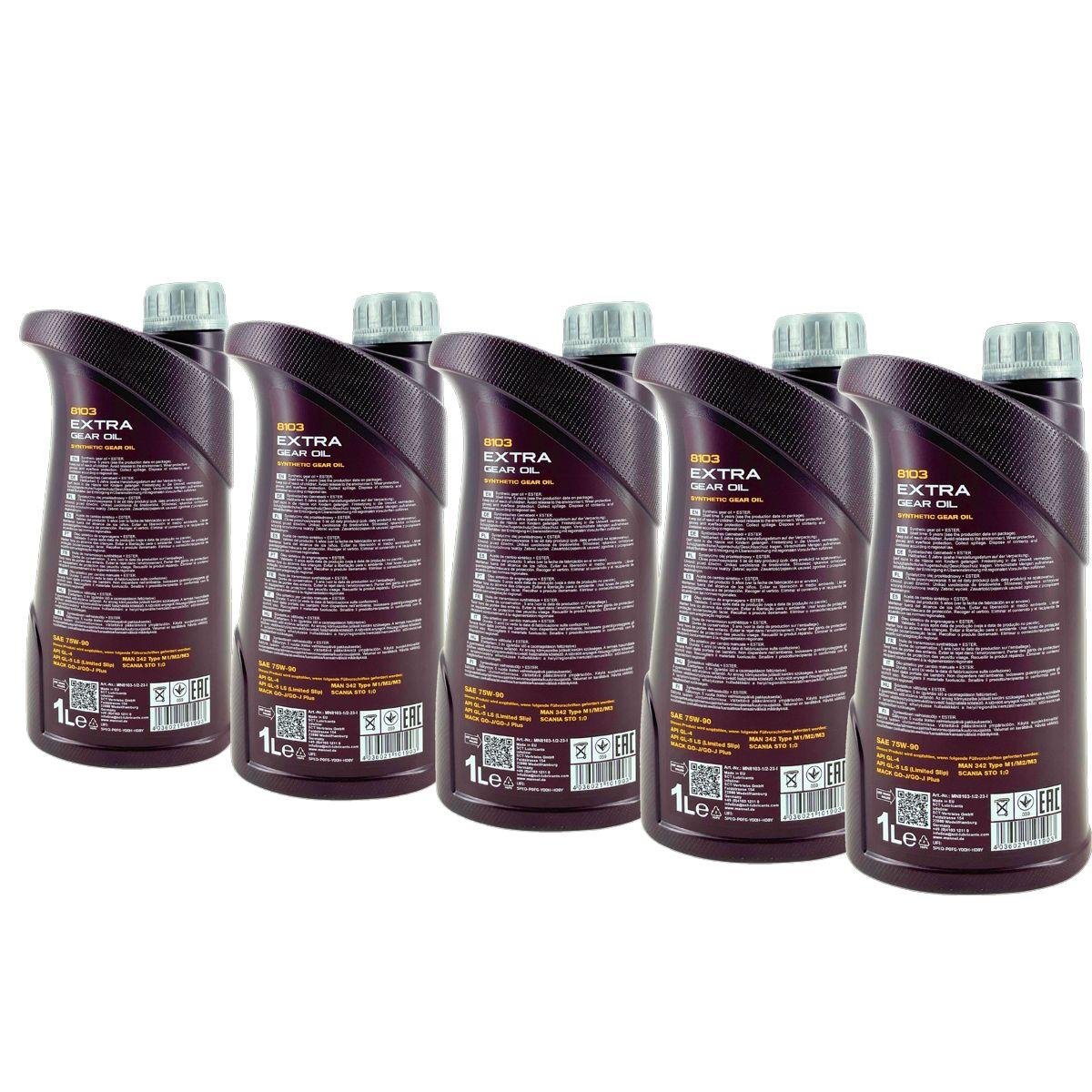 Mannol Extra Gear Oil Getriebeöl 75W-90 GL-4/GL-5 LS 5x1 Liter