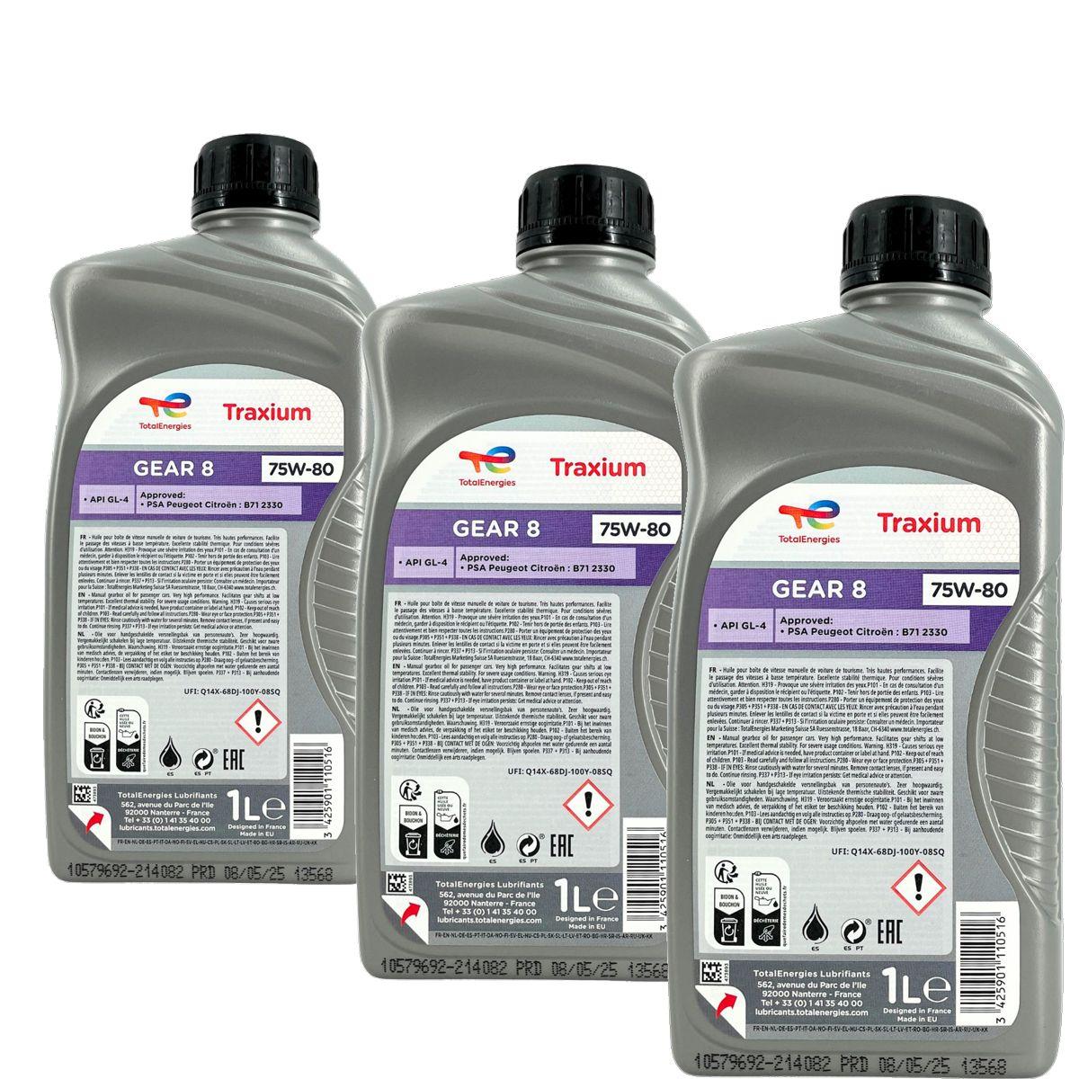 Total Traxium Gear 8 75W-80 3x1 Liter