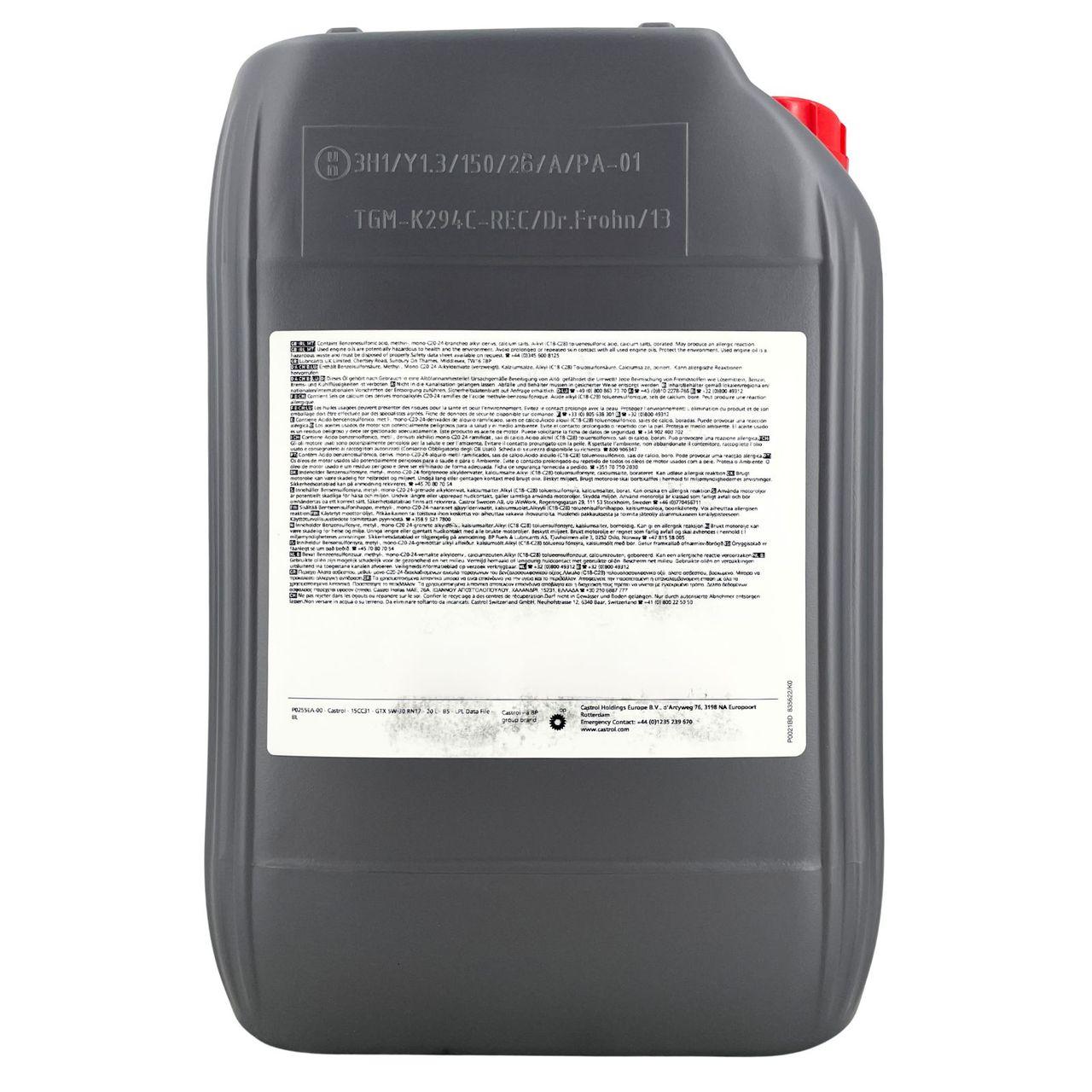 Castrol GTX 5W-30 RN17 20 Liter