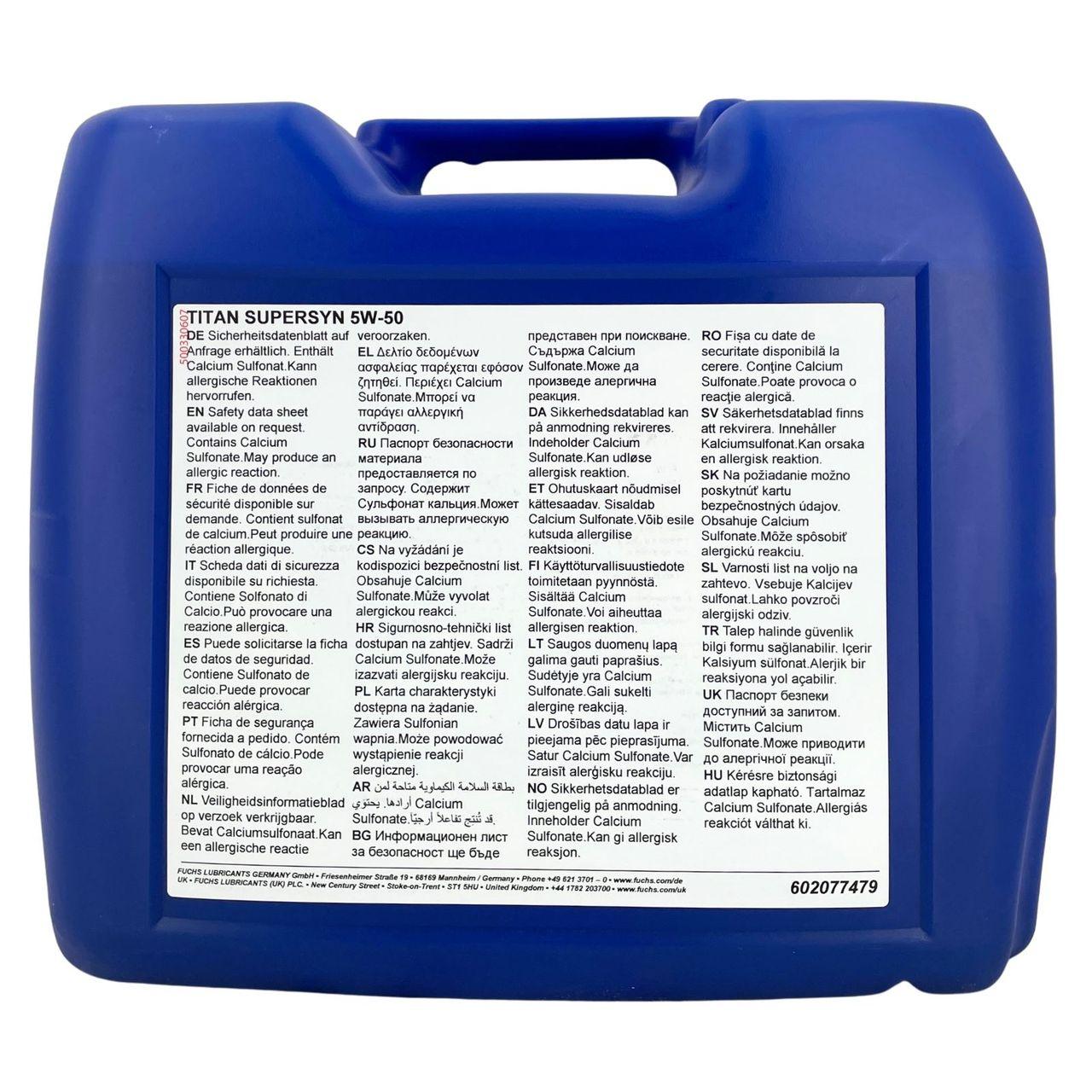 Fuchs Titan Supersyn 5W-50 20 Liter