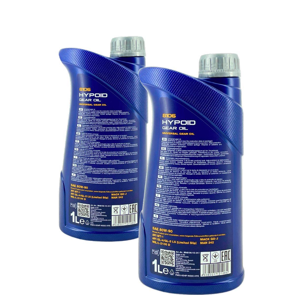 Mannol Hypoid Gear Oil Getriebeöl 80W-90 GL-4/GL-5 LS 2x1 Liter