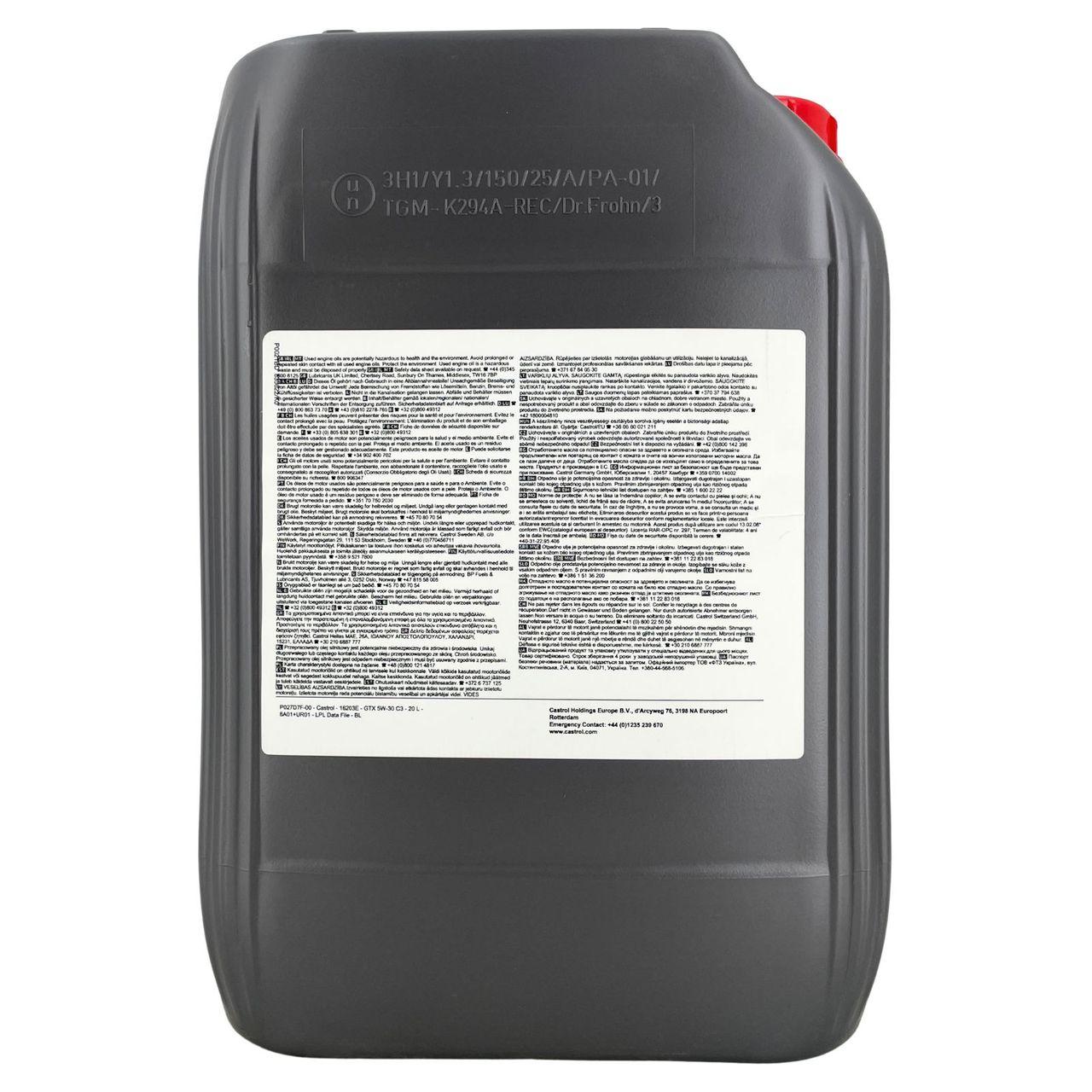 Castrol GTX 5W-30 C3 20 Liter