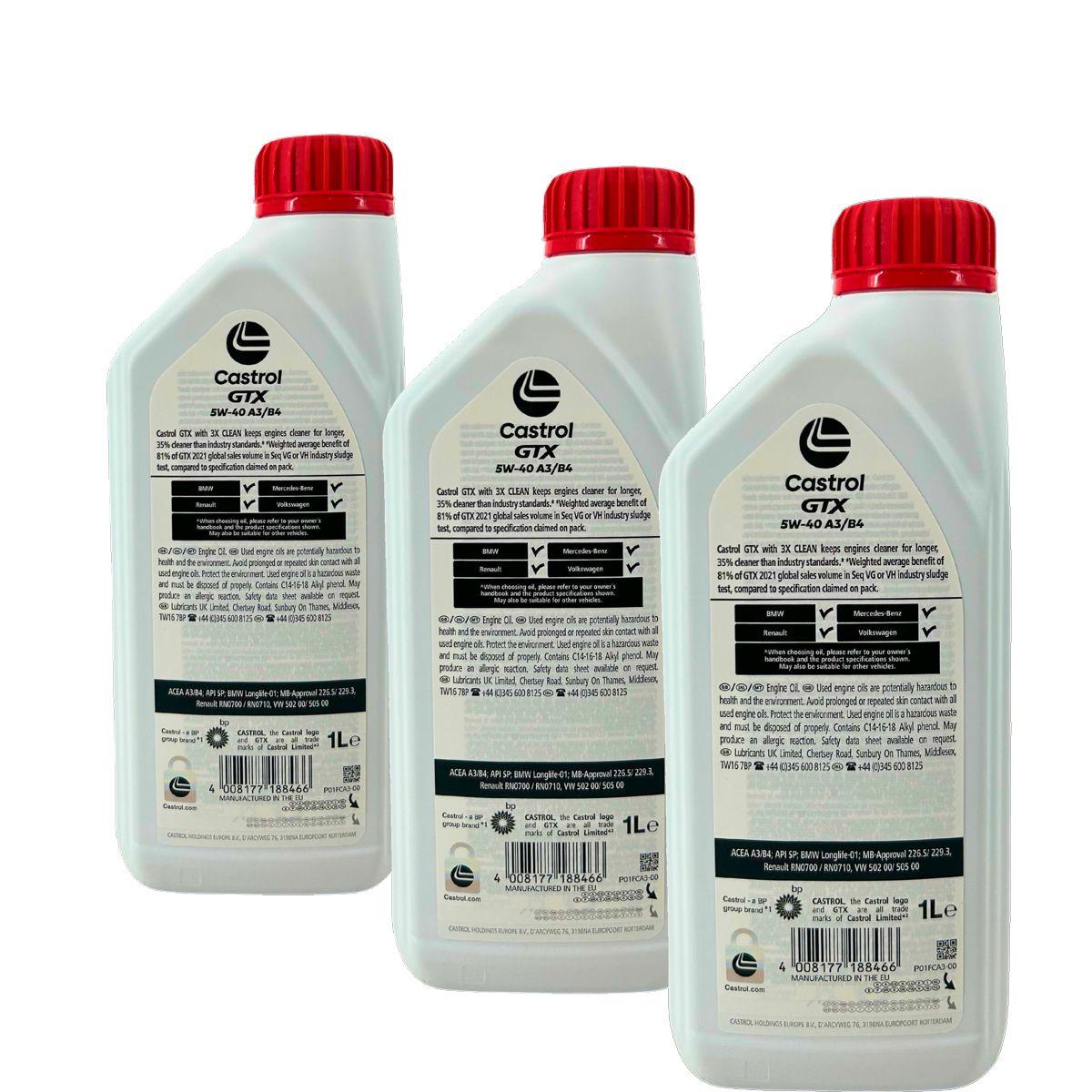 Castrol GTX 5W-40 A3/B4 3x1 Liter