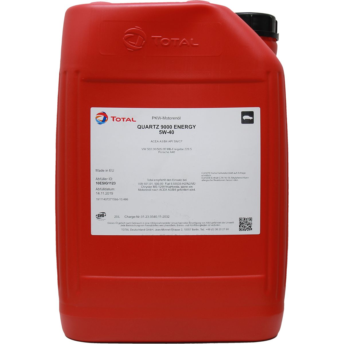 Total Quartz 9000 Energy 5W-40 20 Liter Total Quartz 9000 Energy 5W-40 20 Liter