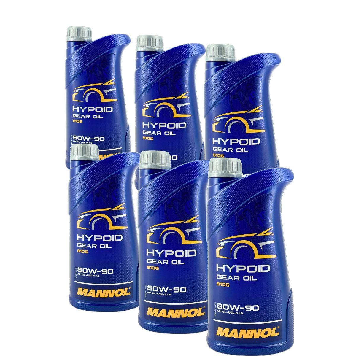 Mannol Hypoid Gear Oil Getriebeöl 80W-90 GL-4/GL-5 LS 6x1 Liter