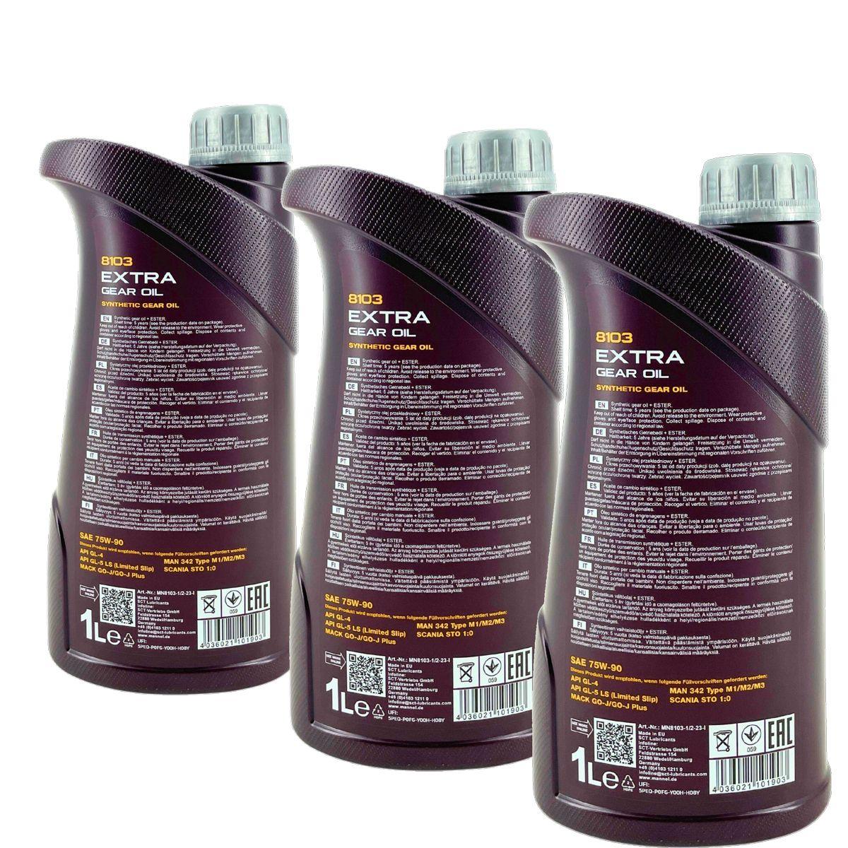 Mannol Extra Gear Oil Getriebeöl 75W-90 GL-4/GL-5 LS 3x1 Liter