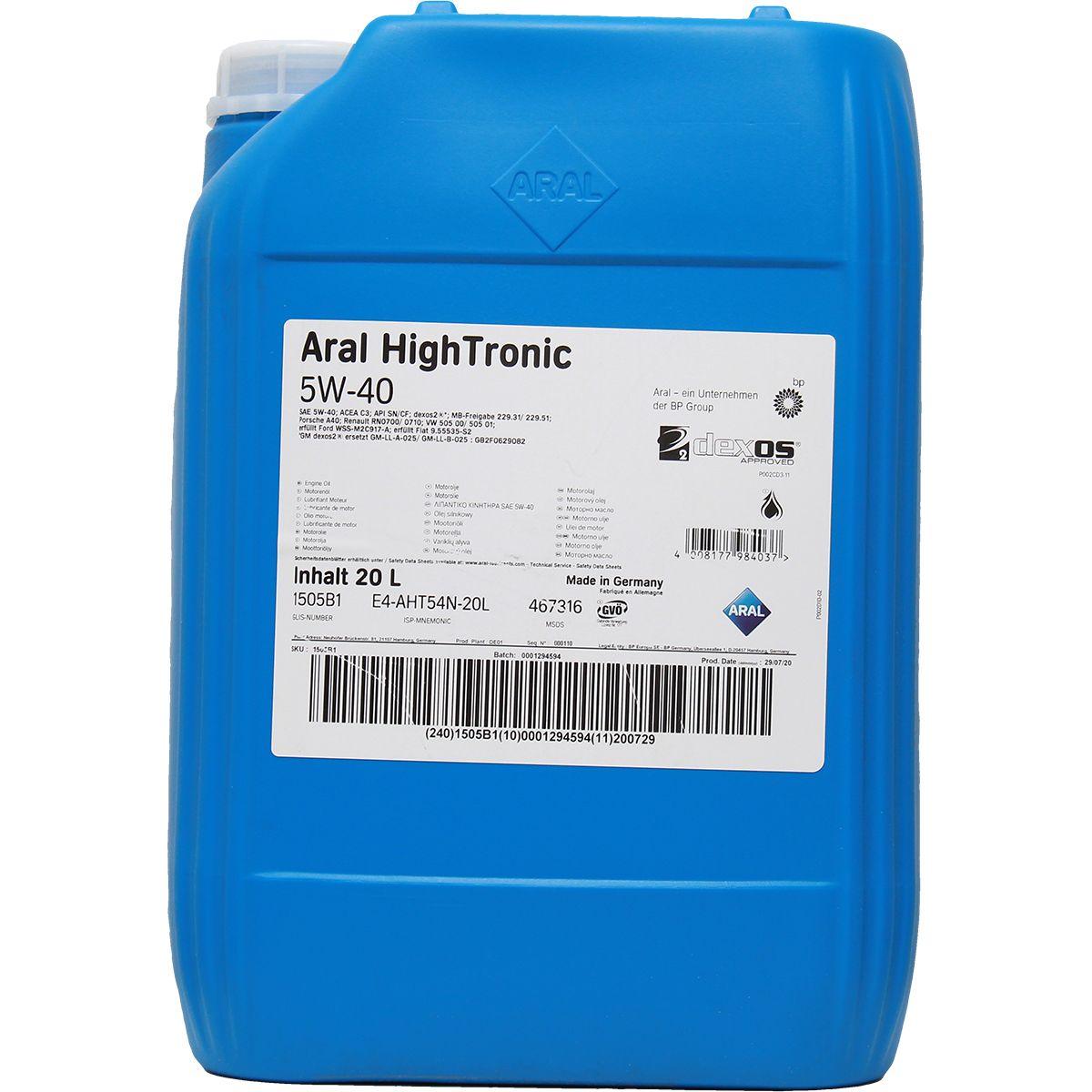 Aral HighTronic 5W-40 20 Liter