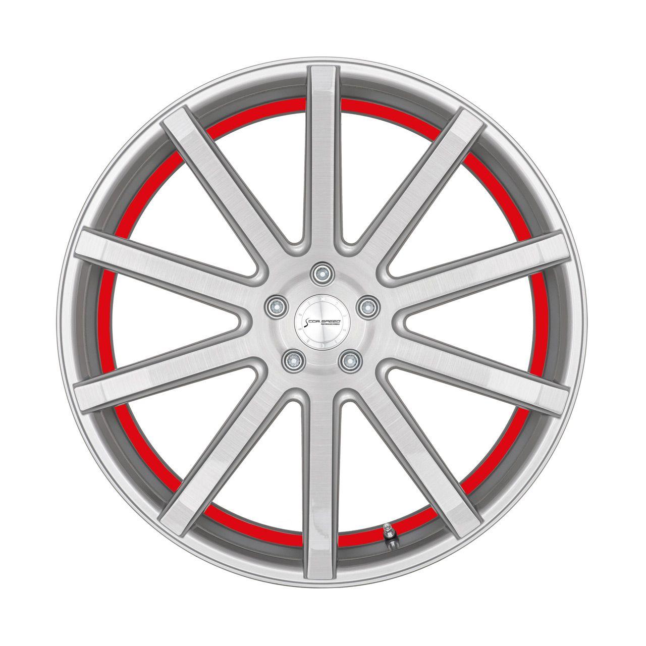 CORSPEED DEVILLE Silver-brushed-Surface/ undercut Color Trim rot 9.5Jx22 5x112 ET35