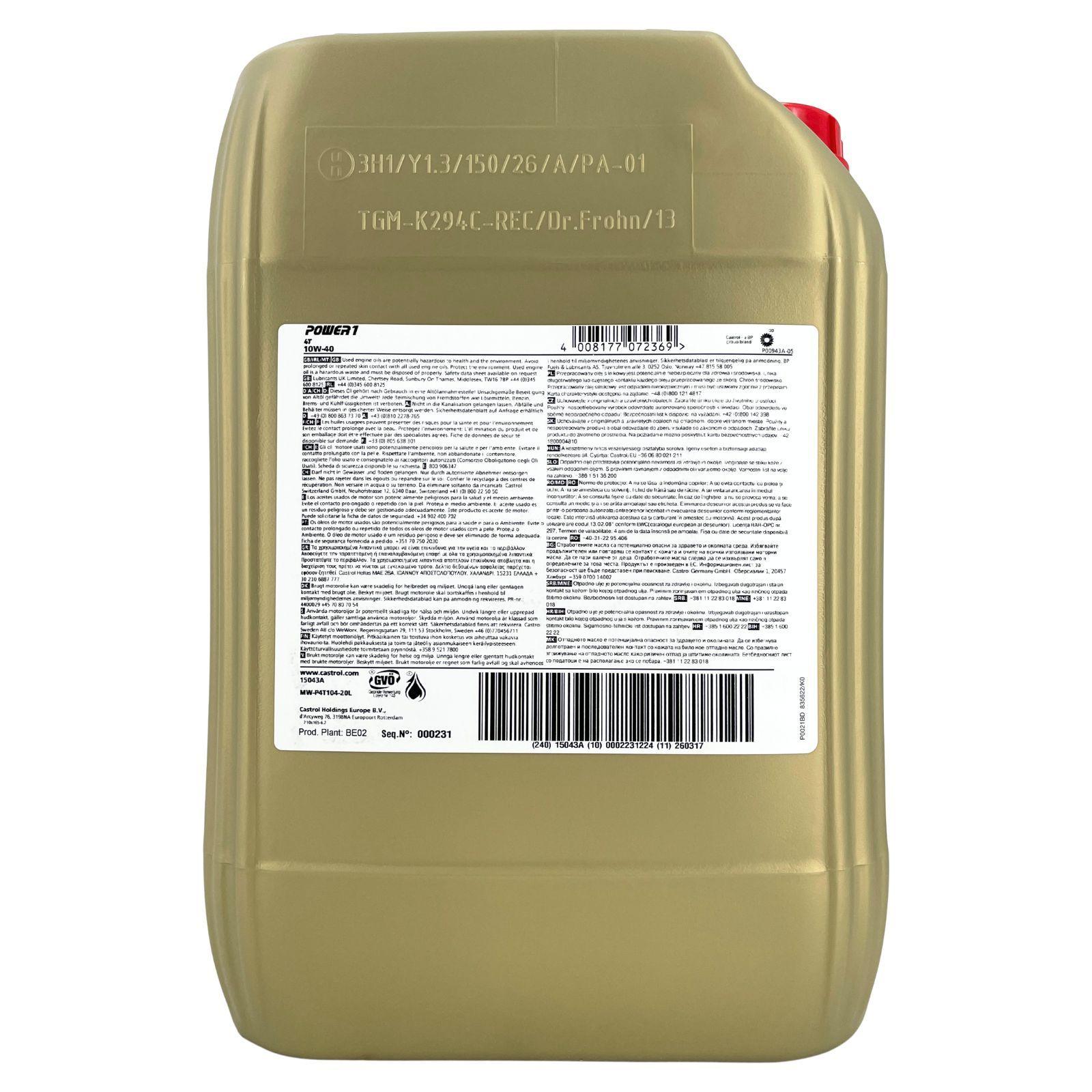 Castrol Power 1 4T 10W-40 20 Liter