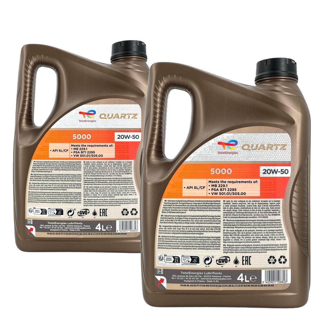 Total Quartz 5000 20W-50 2x4 Liter