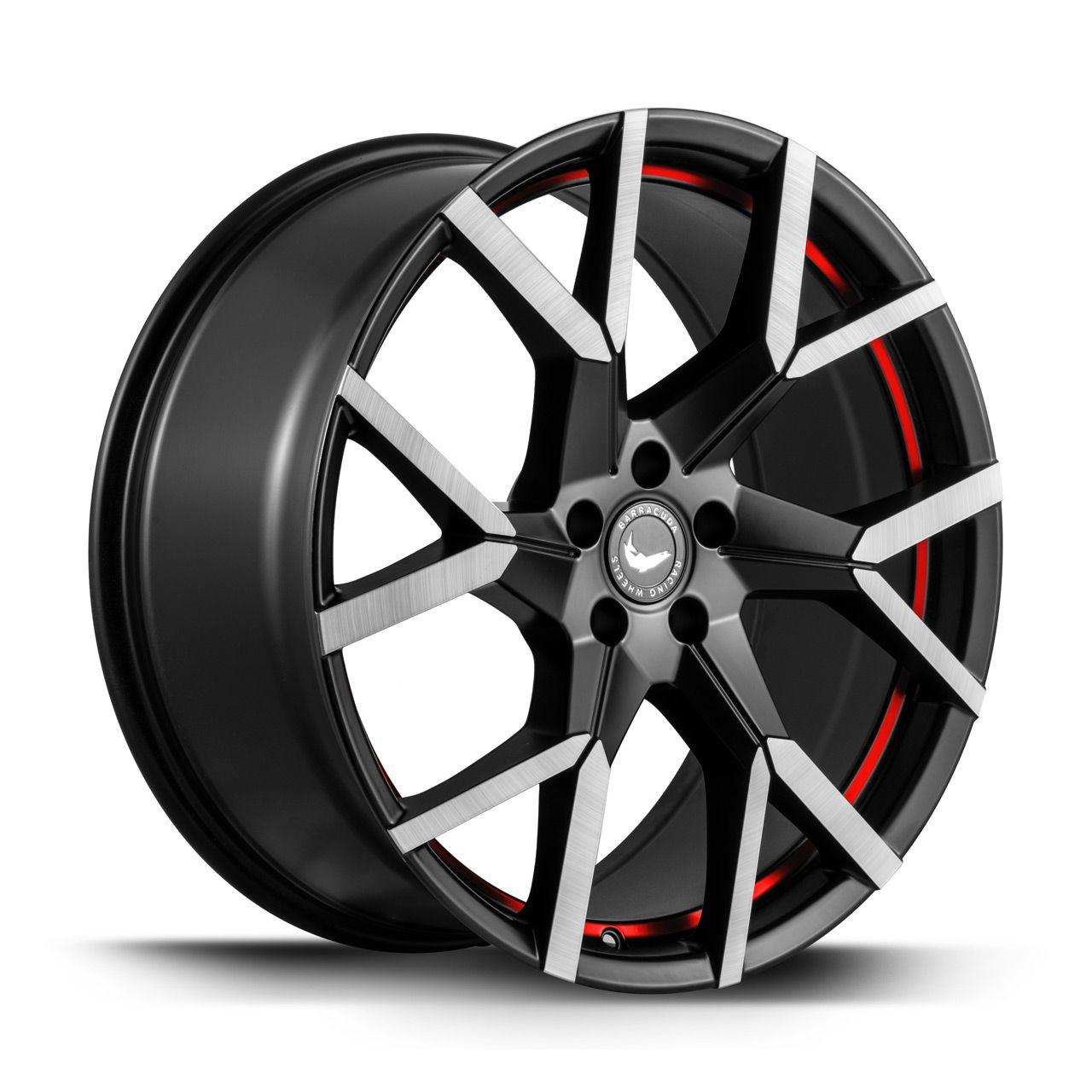 BARRACUDA TZUNAMEE EVO dark Gunmetal brushed undercut Trimline red 8.0Jx18 5x100 ET43