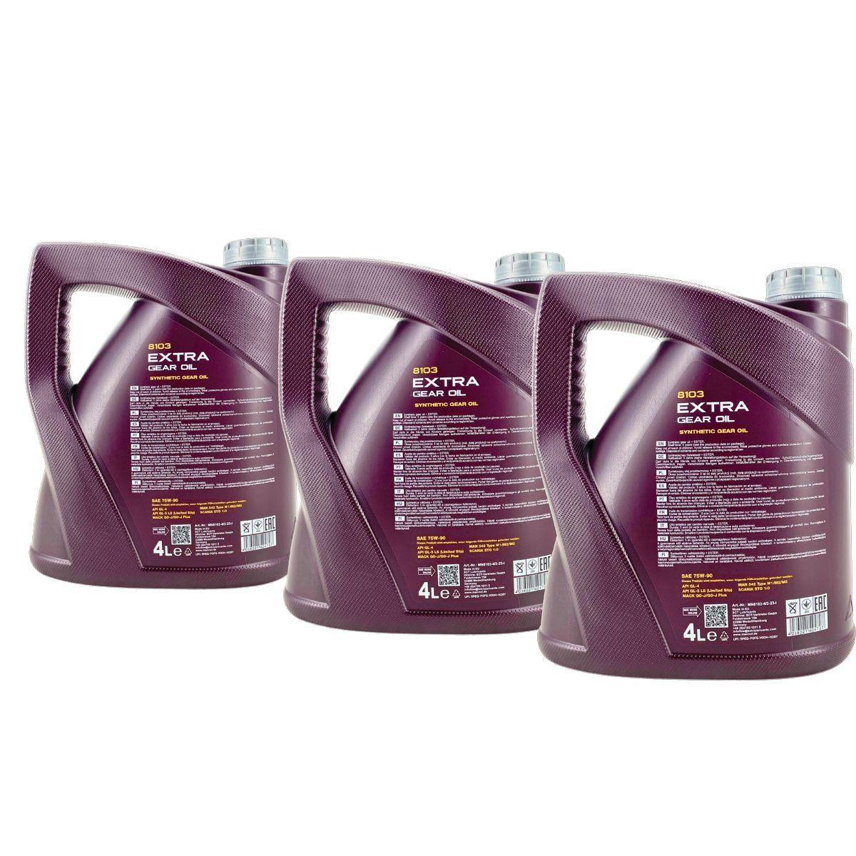 Mannol Extra Gear Oil Getriebeöl 75W-90 GL-4/GL-5 LS 3x4 Liter