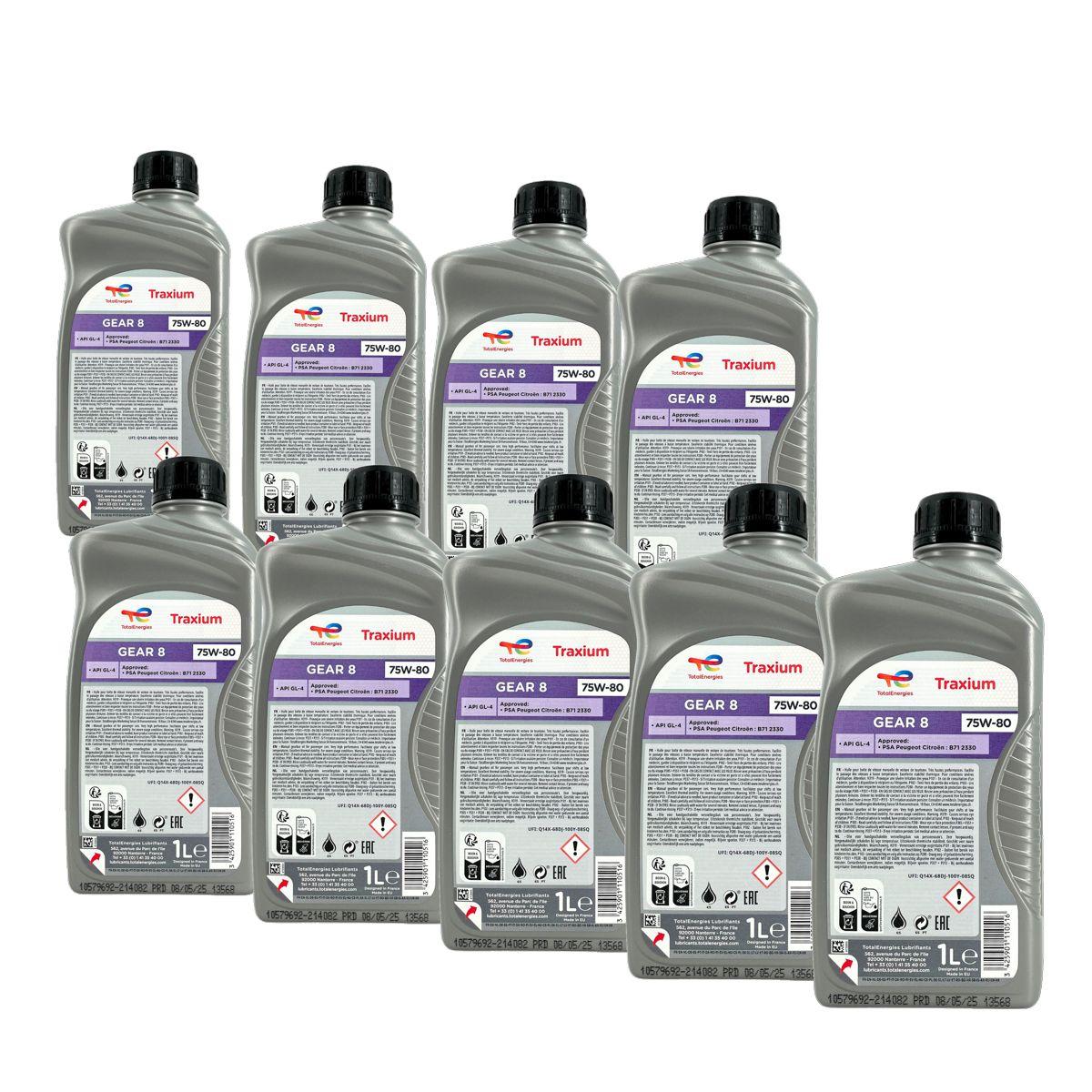 Total Traxium Gear 8 75W-80 9x1 Liter