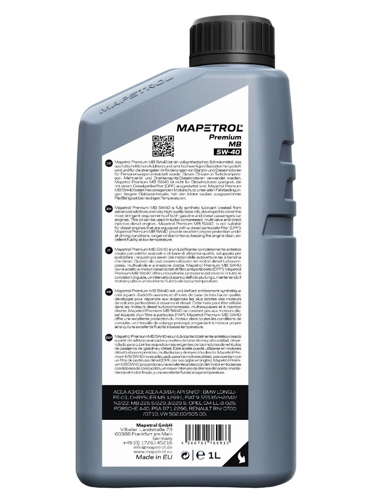 Mapetrol Premium MB 5W-40 1 Liter
