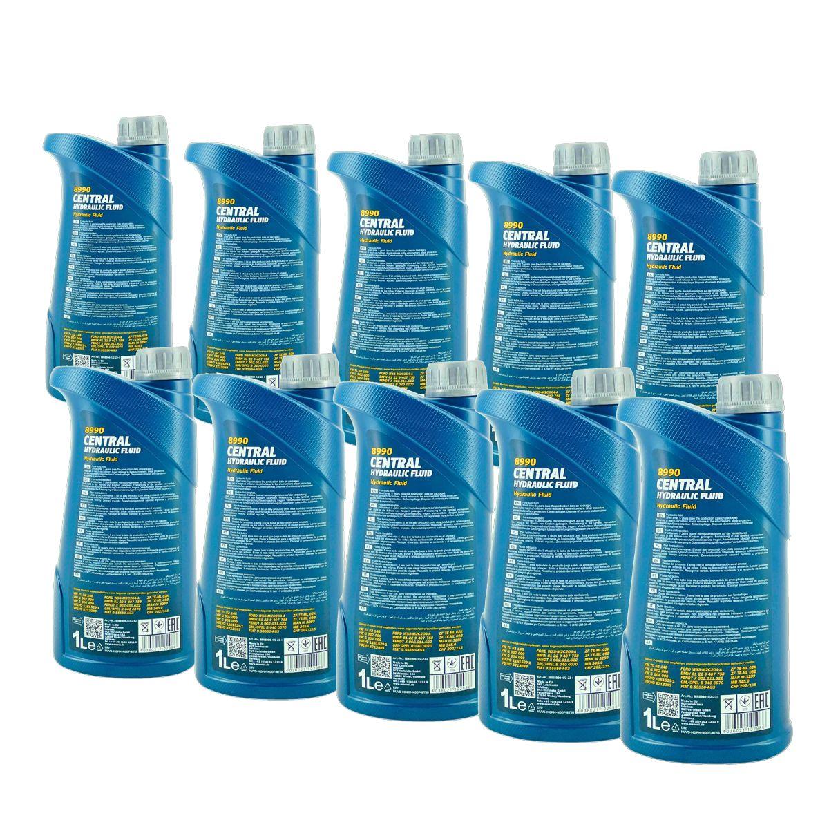 Mannol Central Hydraulic Fluid Hydrauliköl Servolenkungsöl 10x1 Liter