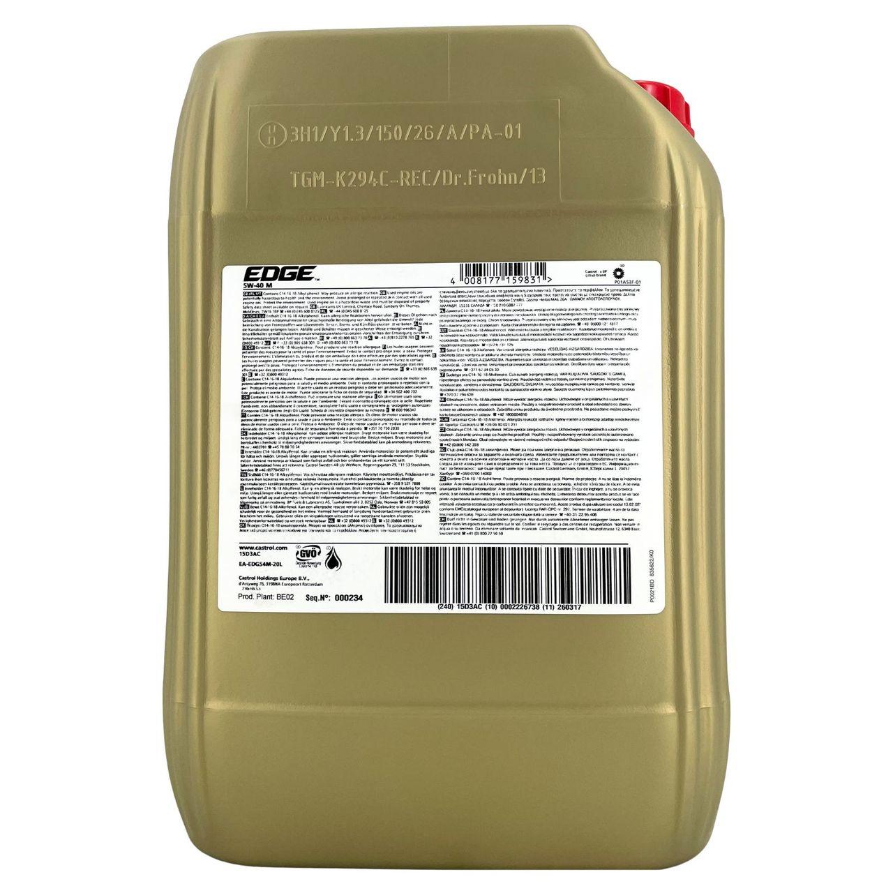 Castrol Edge 5W-40 M 20 Liter