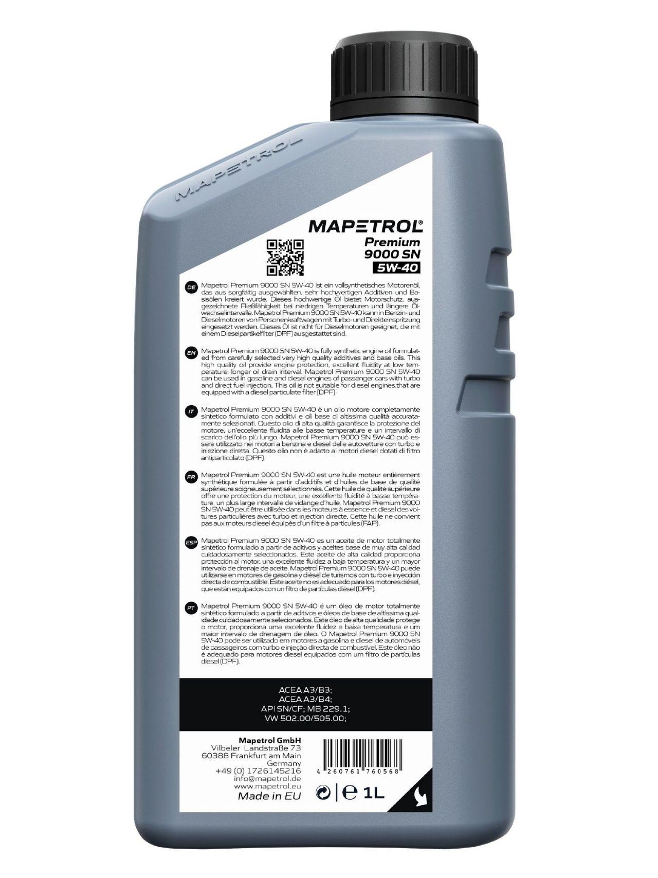 Mapetrol Premium 9000 SN 5W-40 1 Liter