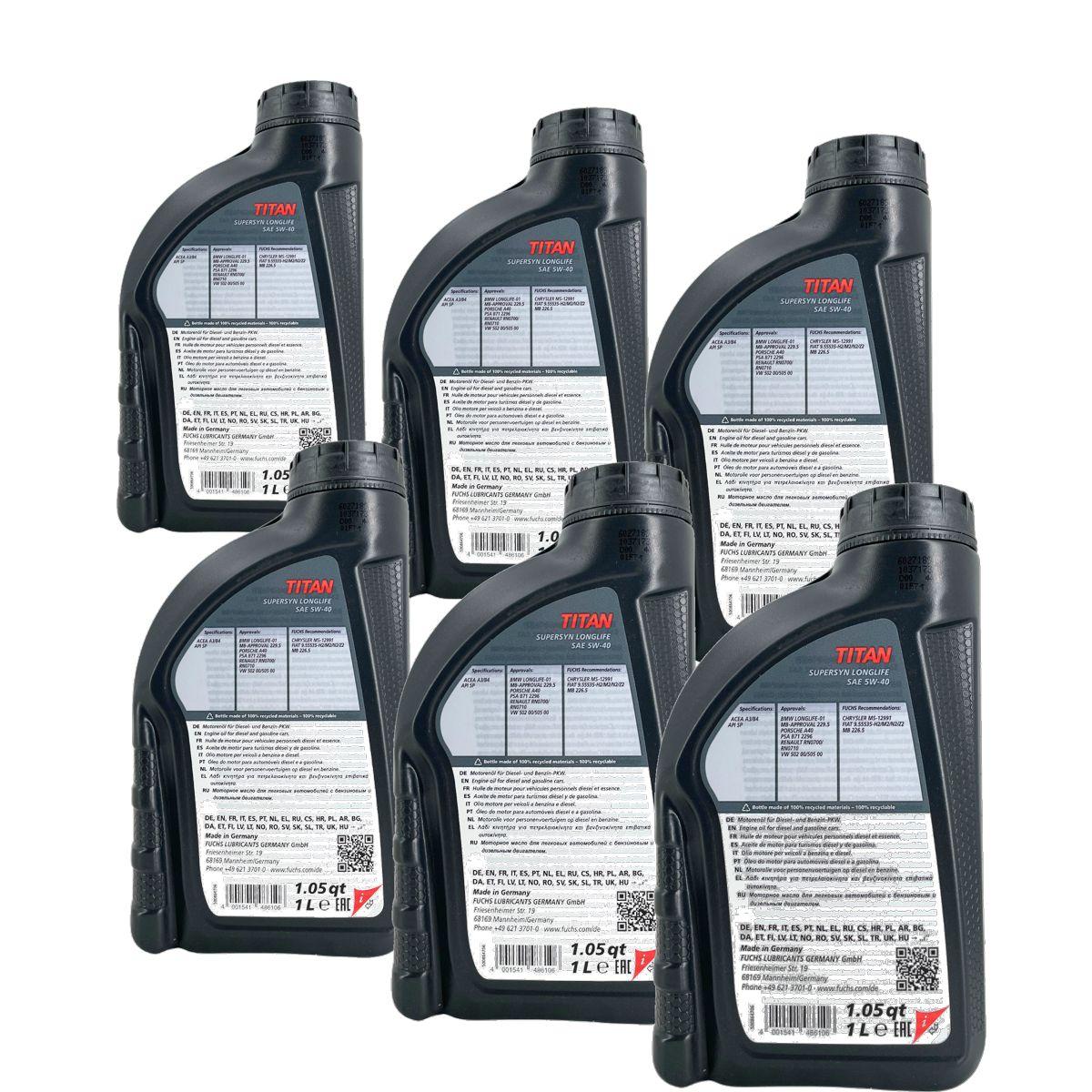 Fuchs Titan Supersyn Longlife 5W-40 6x1 Liter