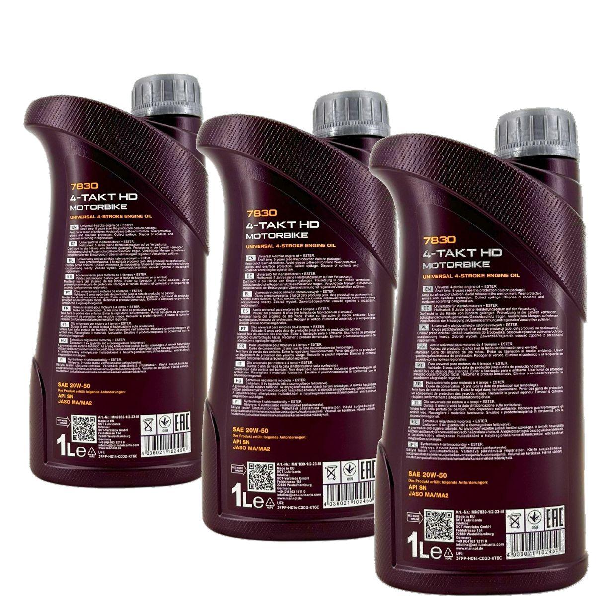 Mannol 4-Takt Motorbike HD 20W-50 3x1 Liter