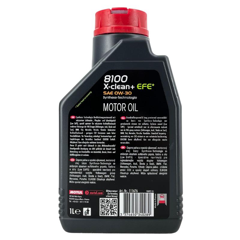 Motul 8100 X-Clean + EFE 0W-30 1 Liter