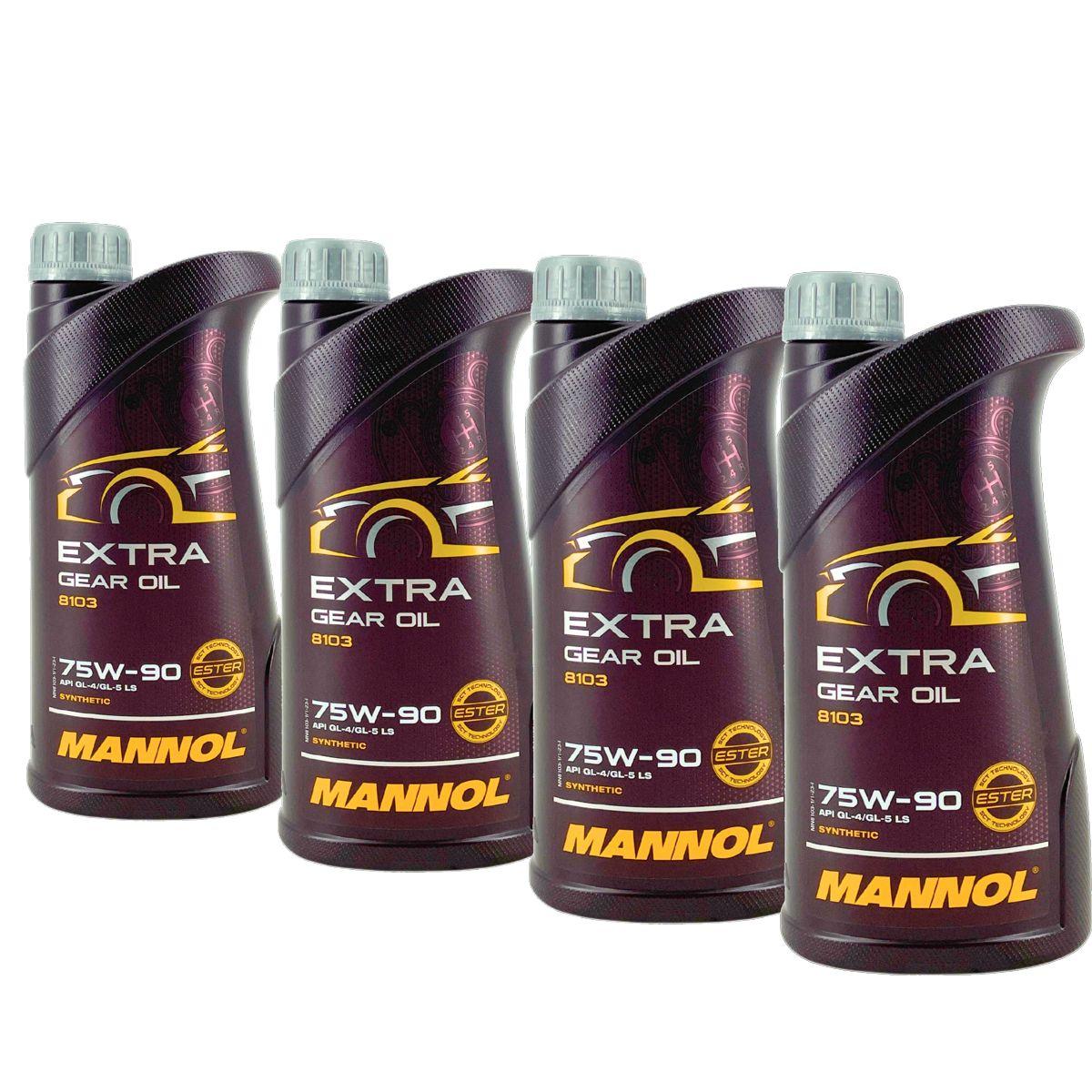 Mannol Extra Gear Oil Getriebeöl 75W-90 GL-4/GL-5 LS 4x1 Liter